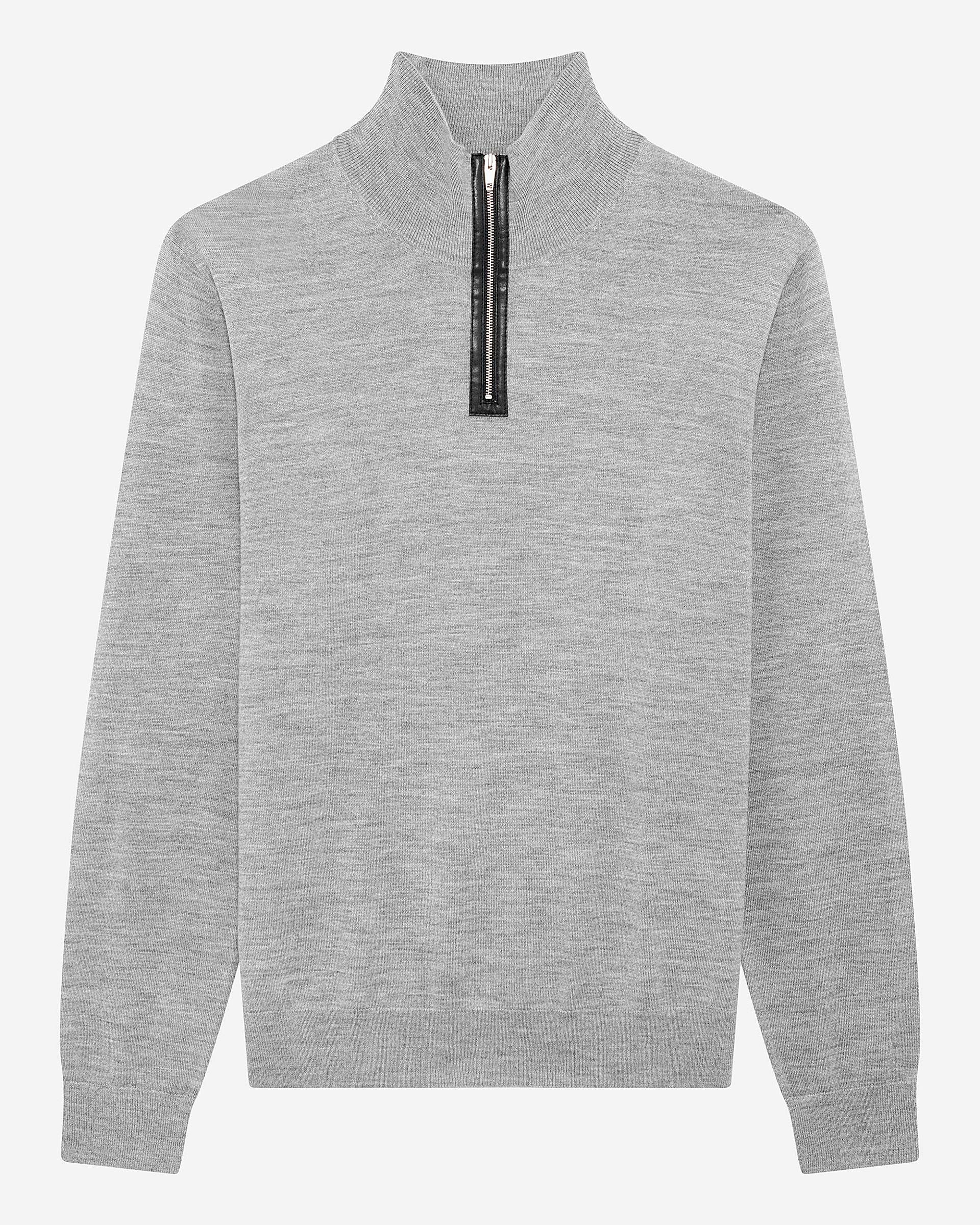 Grey stand-up collar sweater