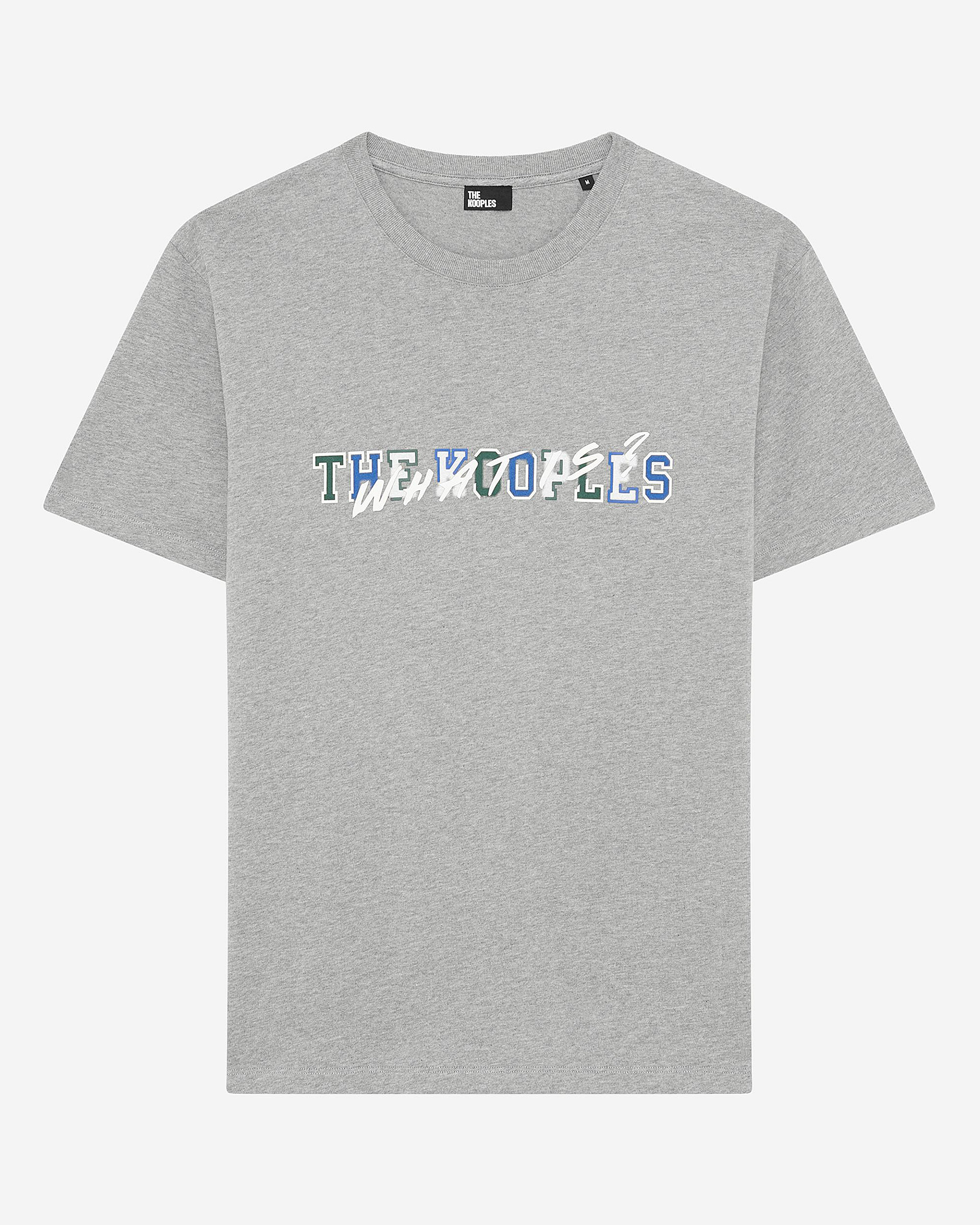 What is grey T-shirt