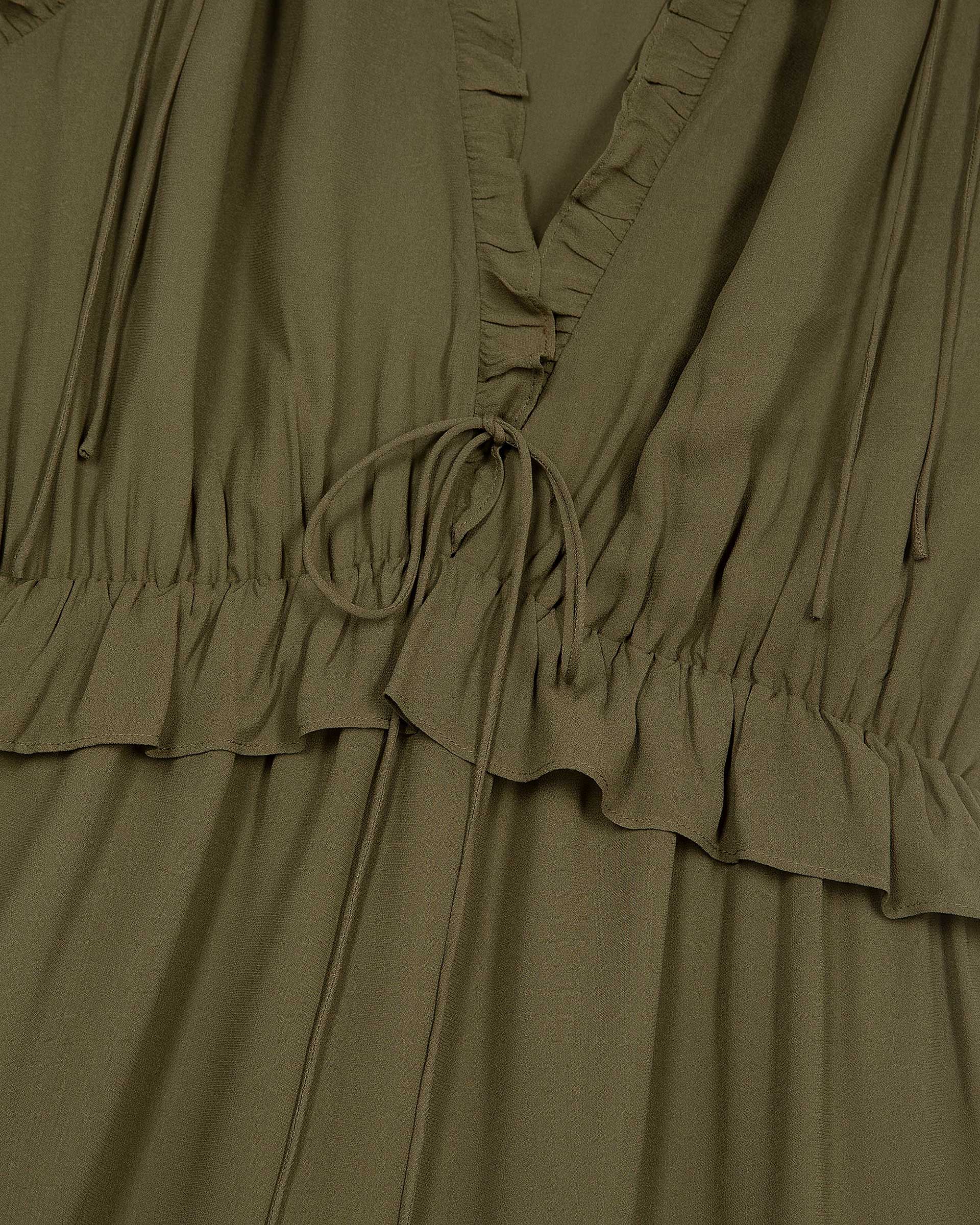 Short dress with khaki ruffles