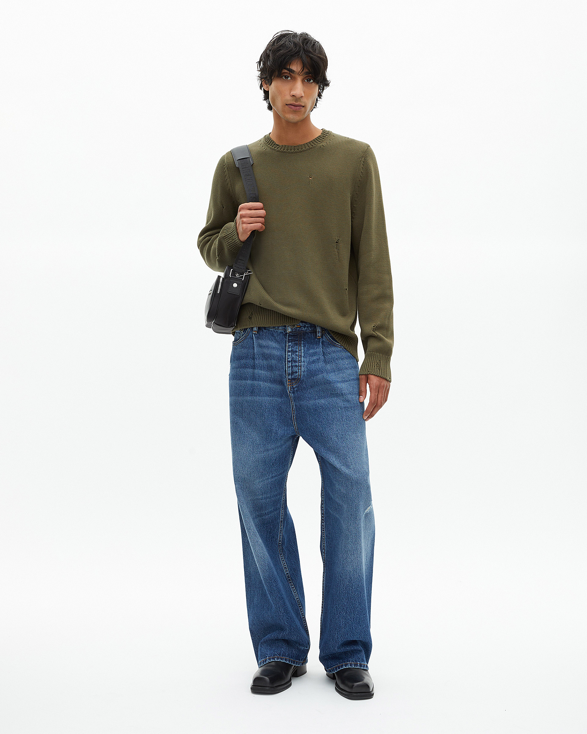 Khaki openwork sweater