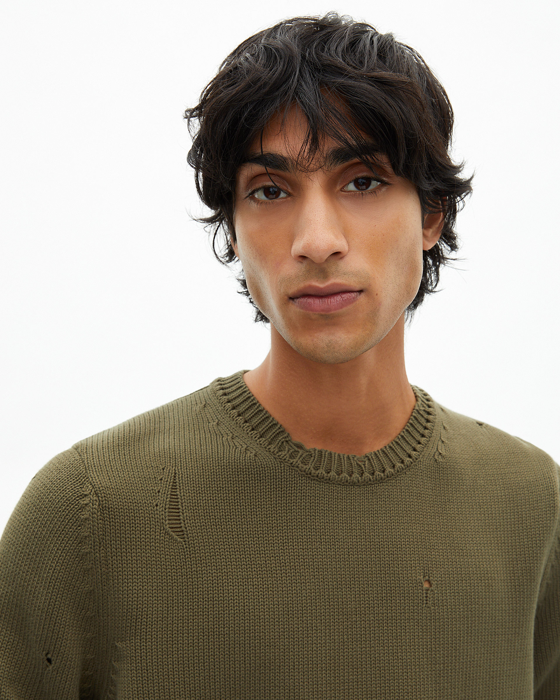 Khaki openwork sweater