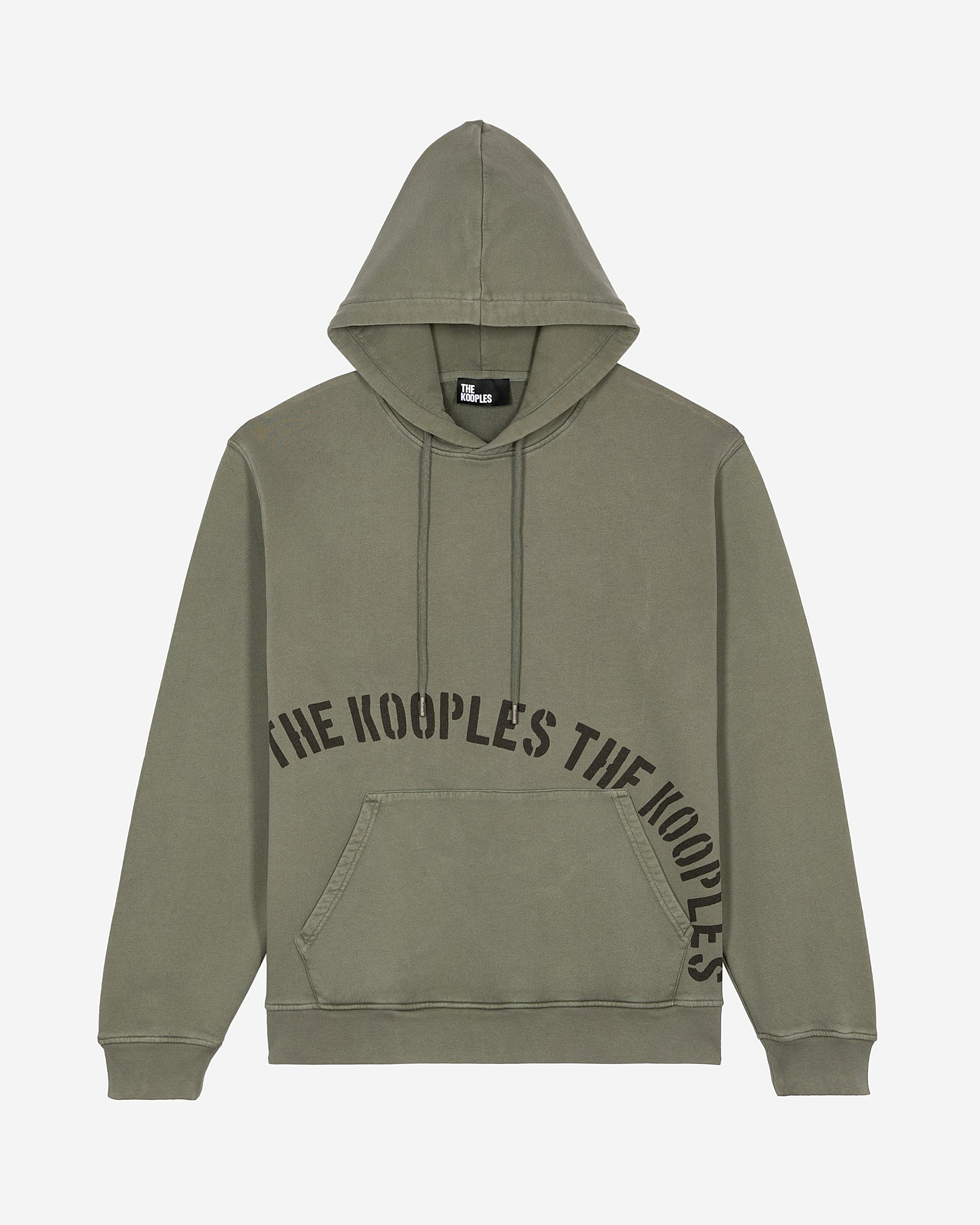 Hooded sweatshirt with khaki screen print