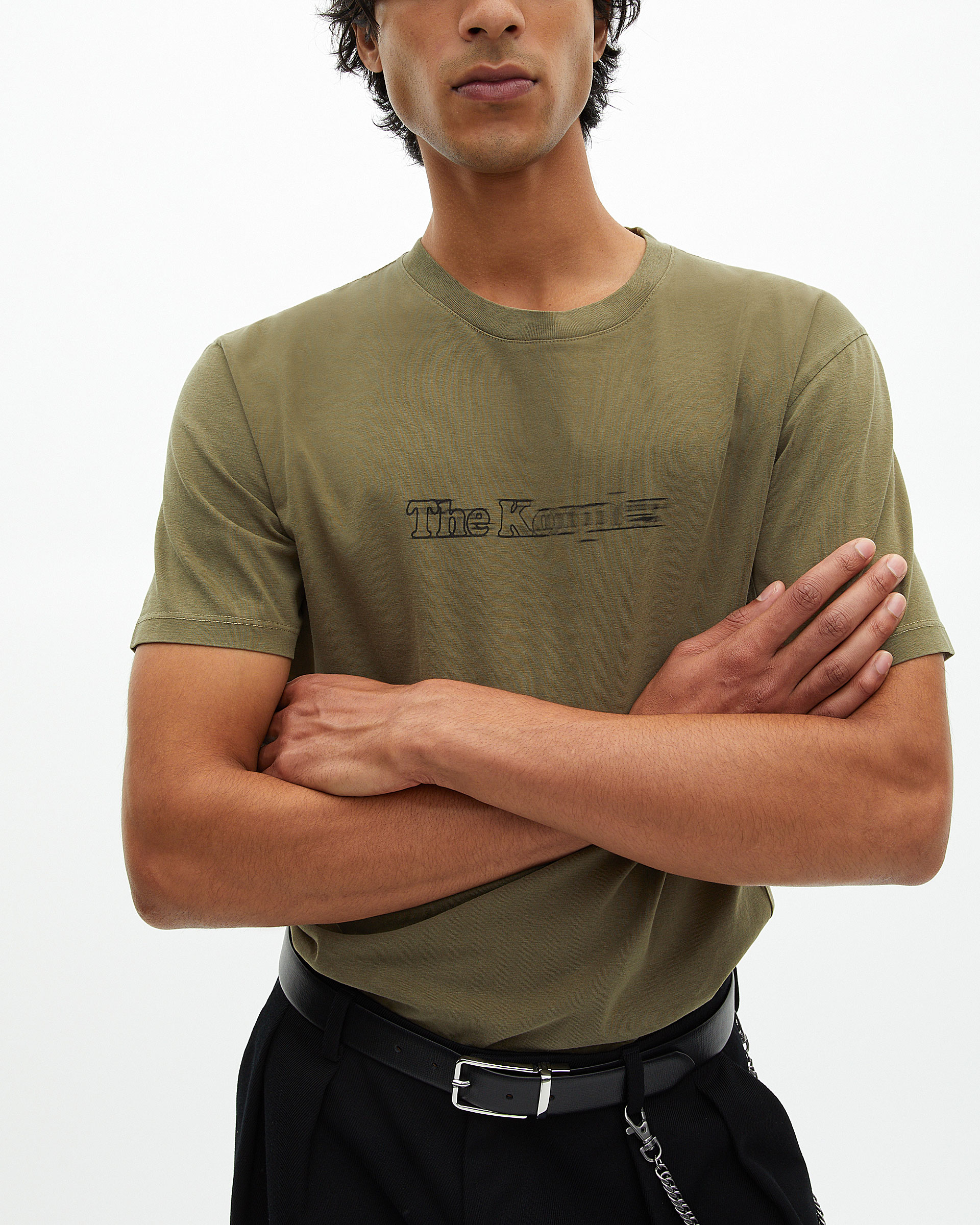 T-shirt with vintage khaki effect logo