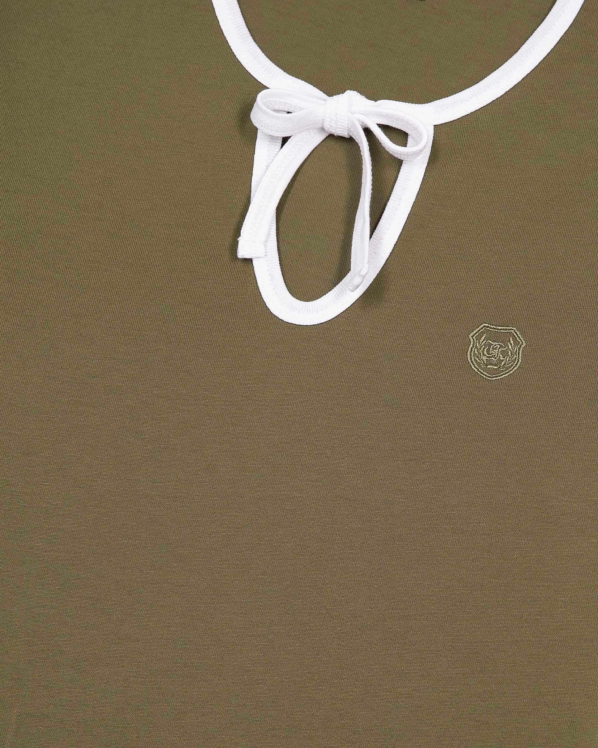 Khaki T-shirt with drop collar