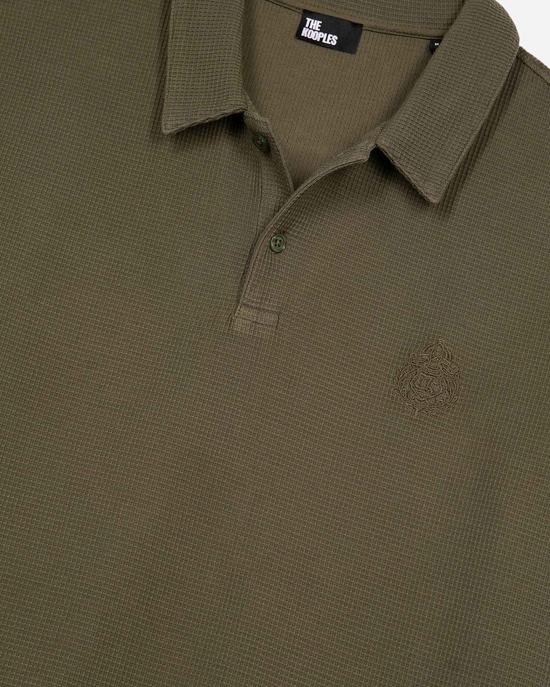 Khaki honeycomb polo shirt with crest