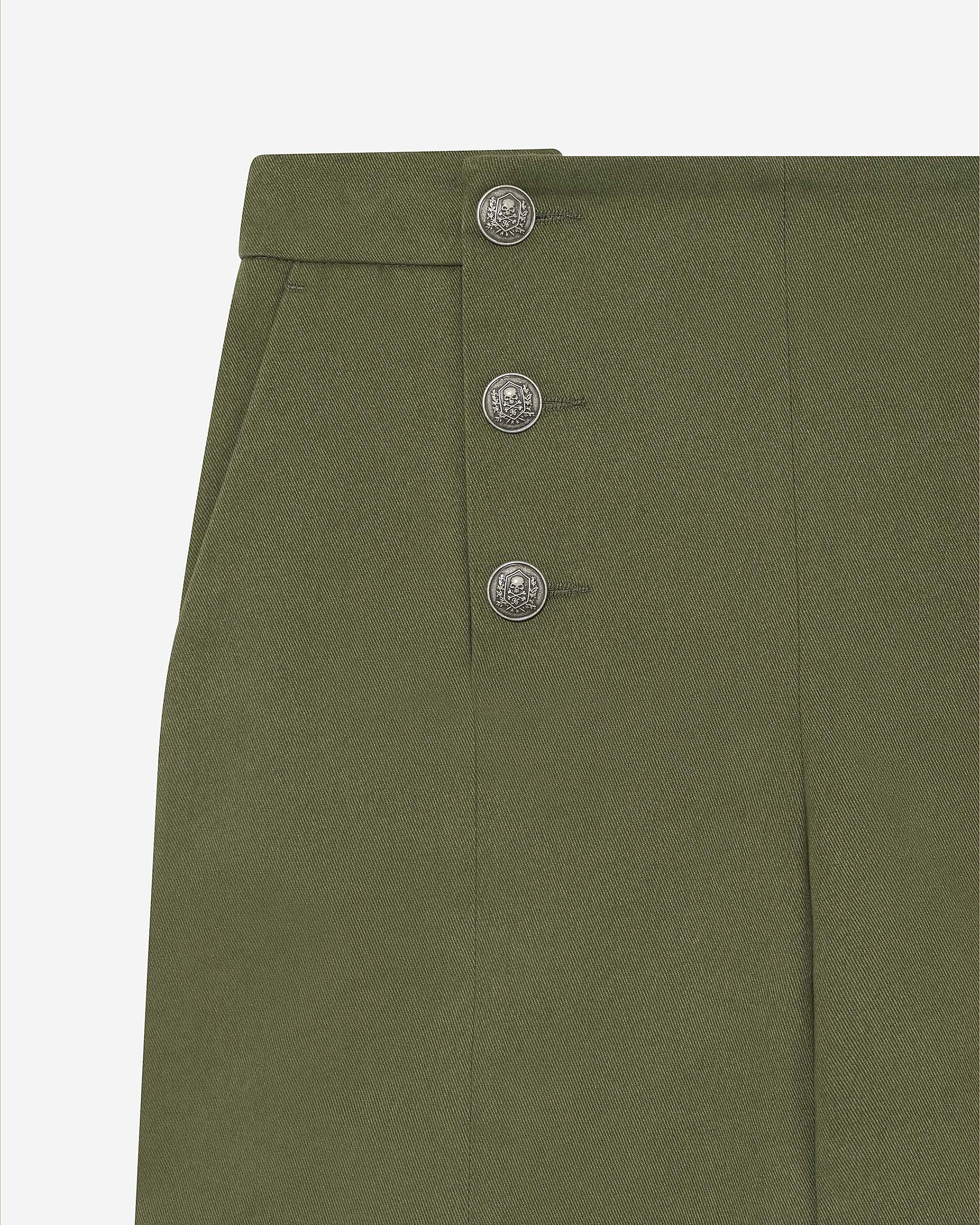 Khaki double-breasted straight shorts