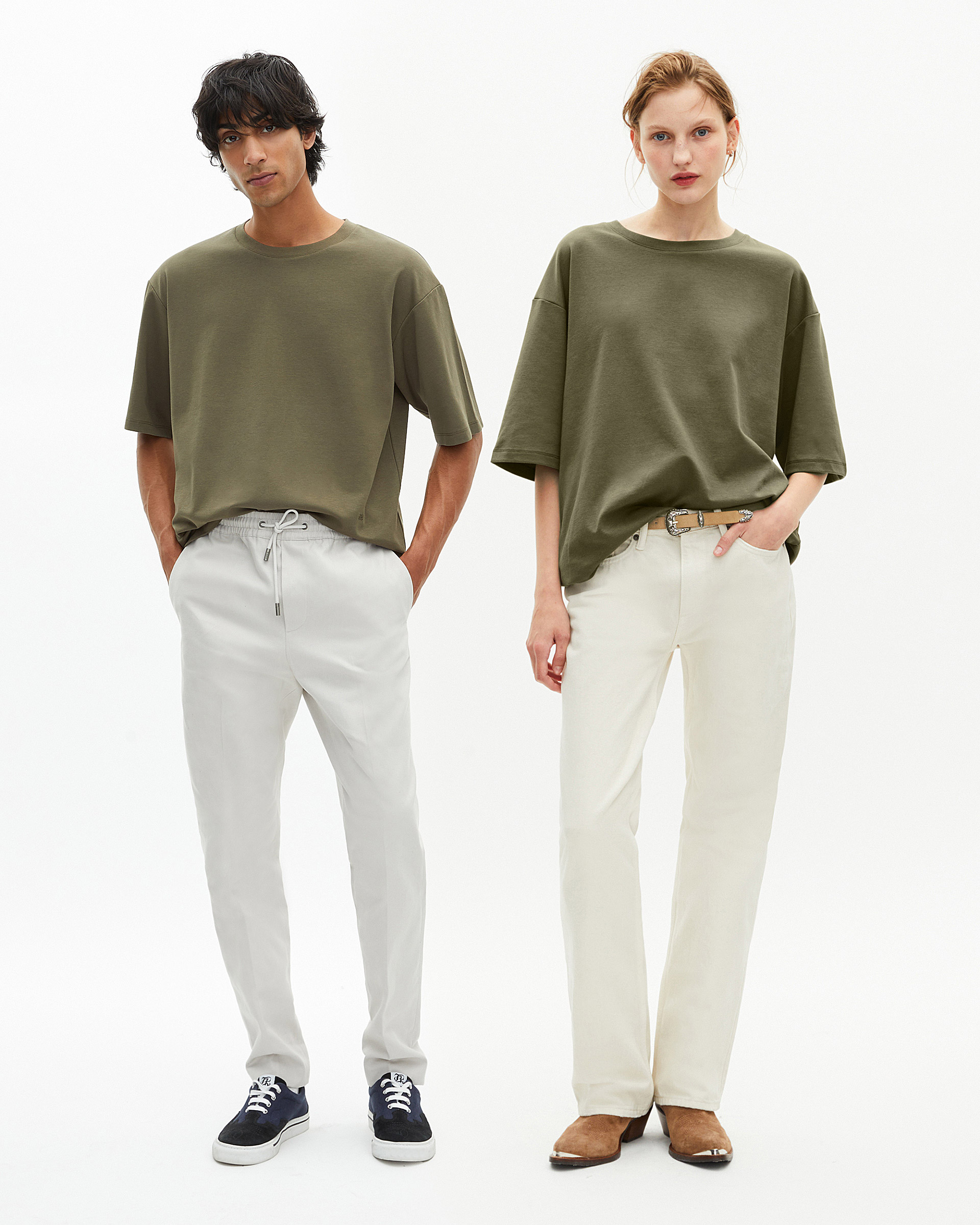 Mixed large plain khaki T-shirt