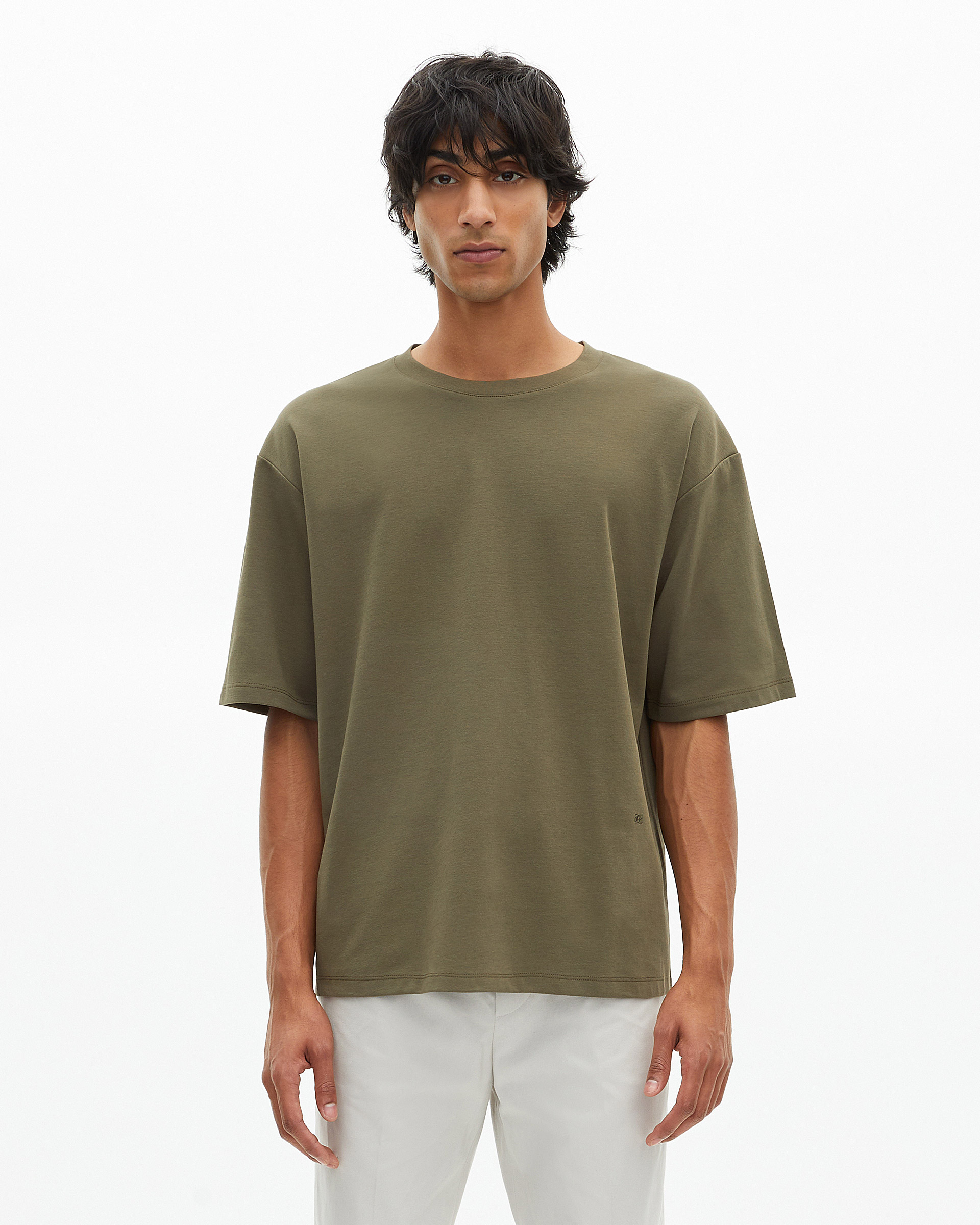 Mixed large plain khaki T-shirt