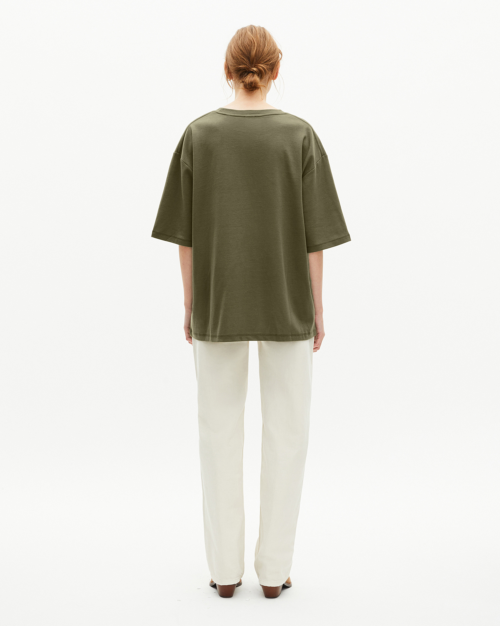 Mixed large plain khaki T-shirt