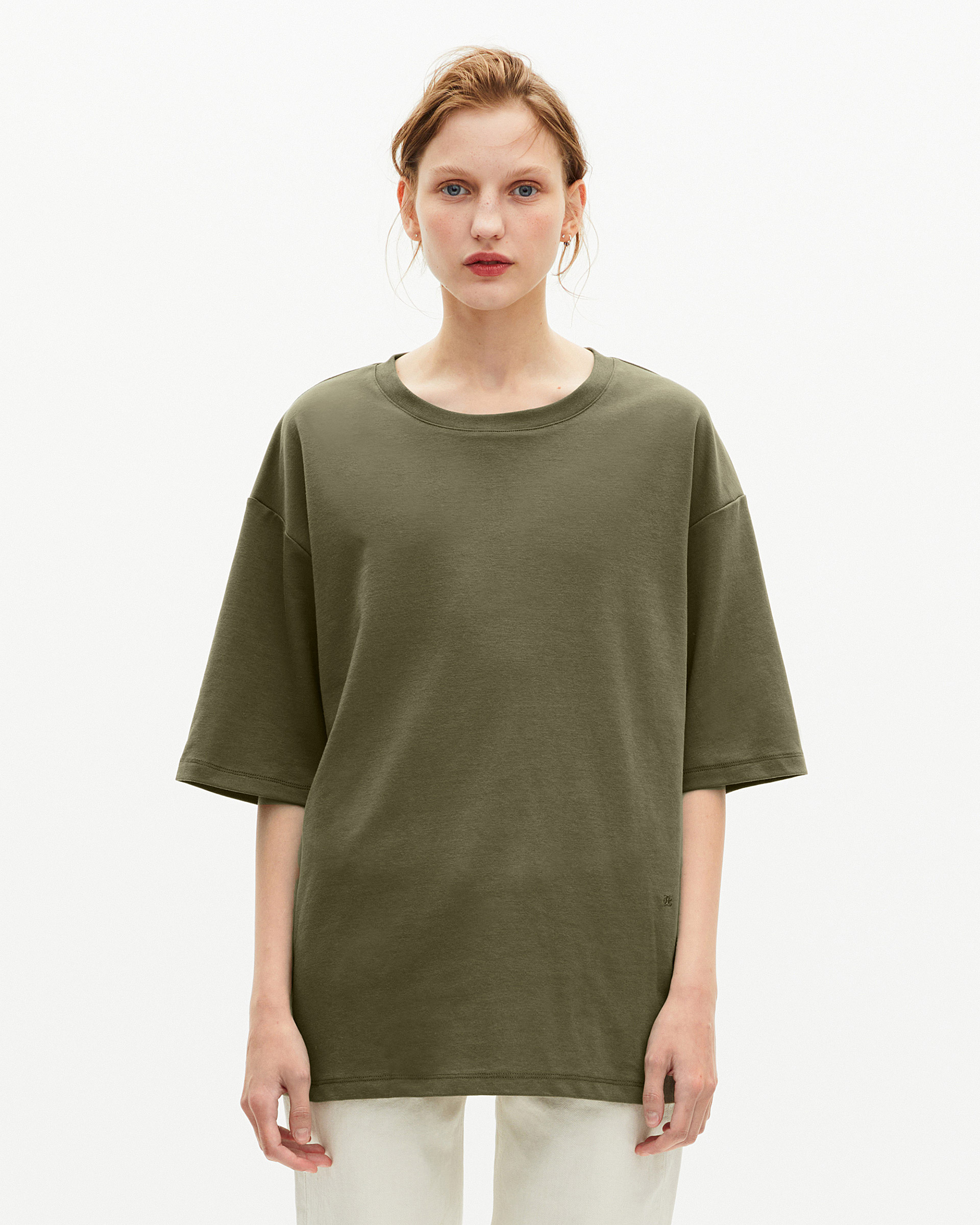 Mixed large plain khaki T-shirt