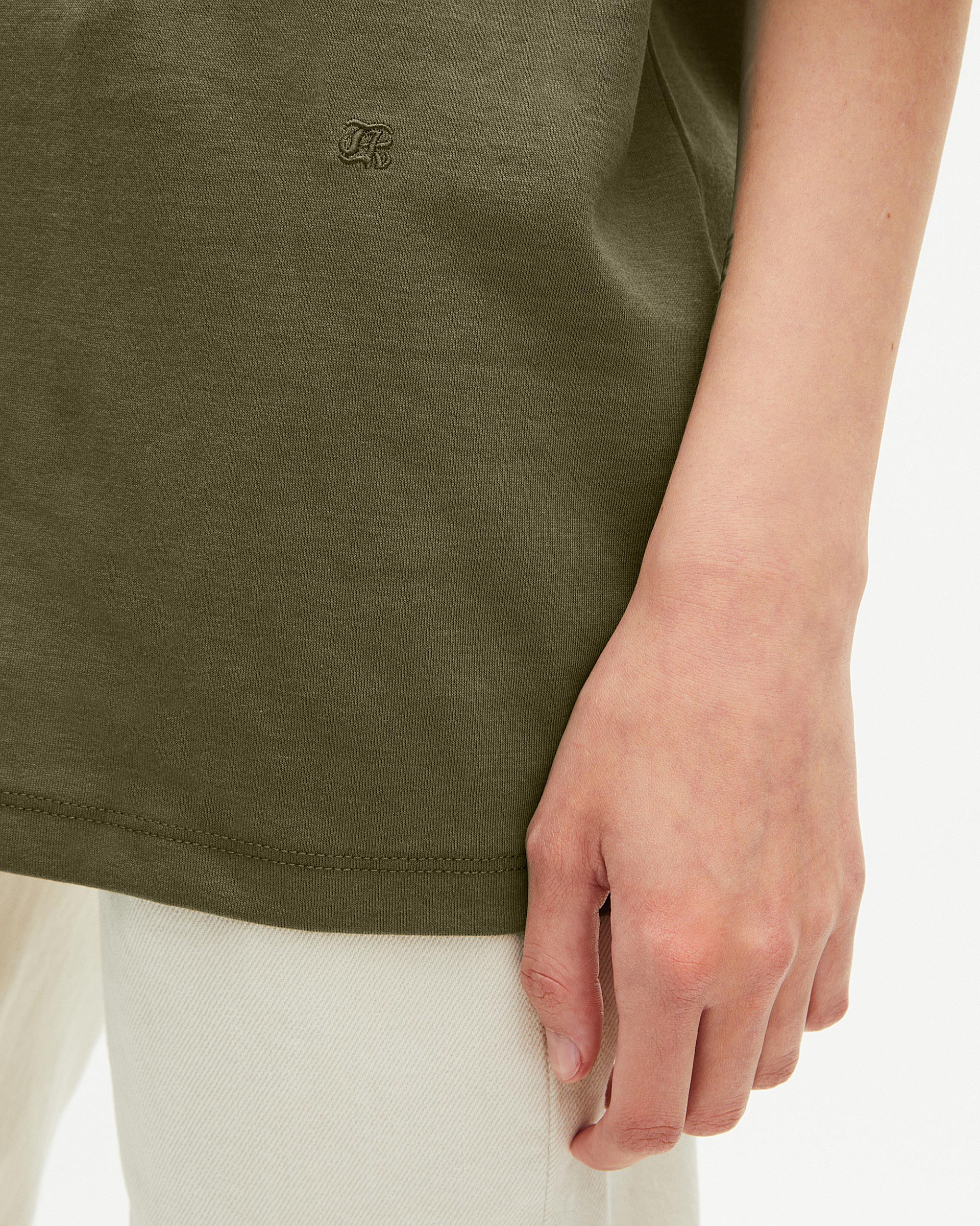 Mixed large plain khaki T-shirt