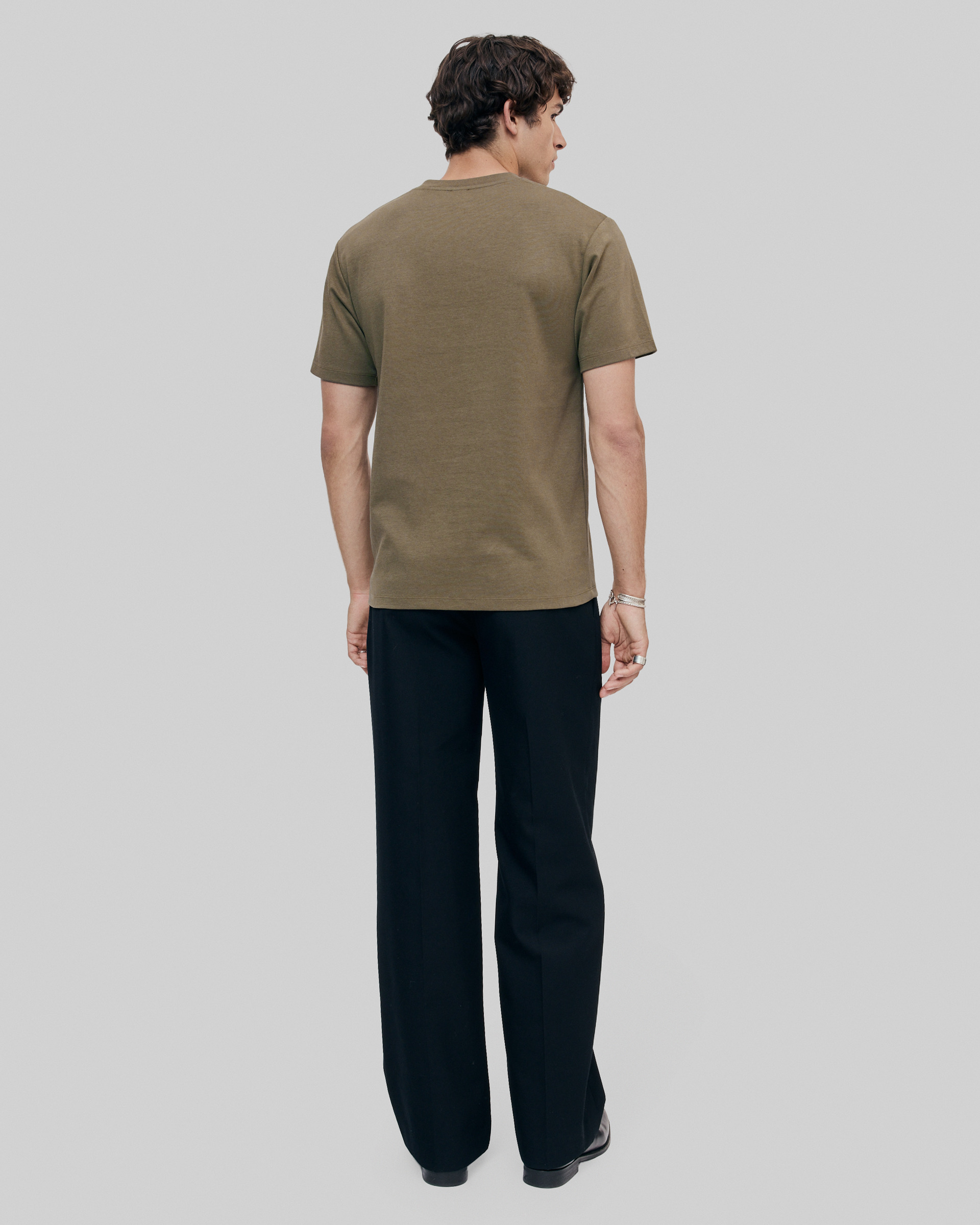 Mixed T-shirt, straight, plain khaki