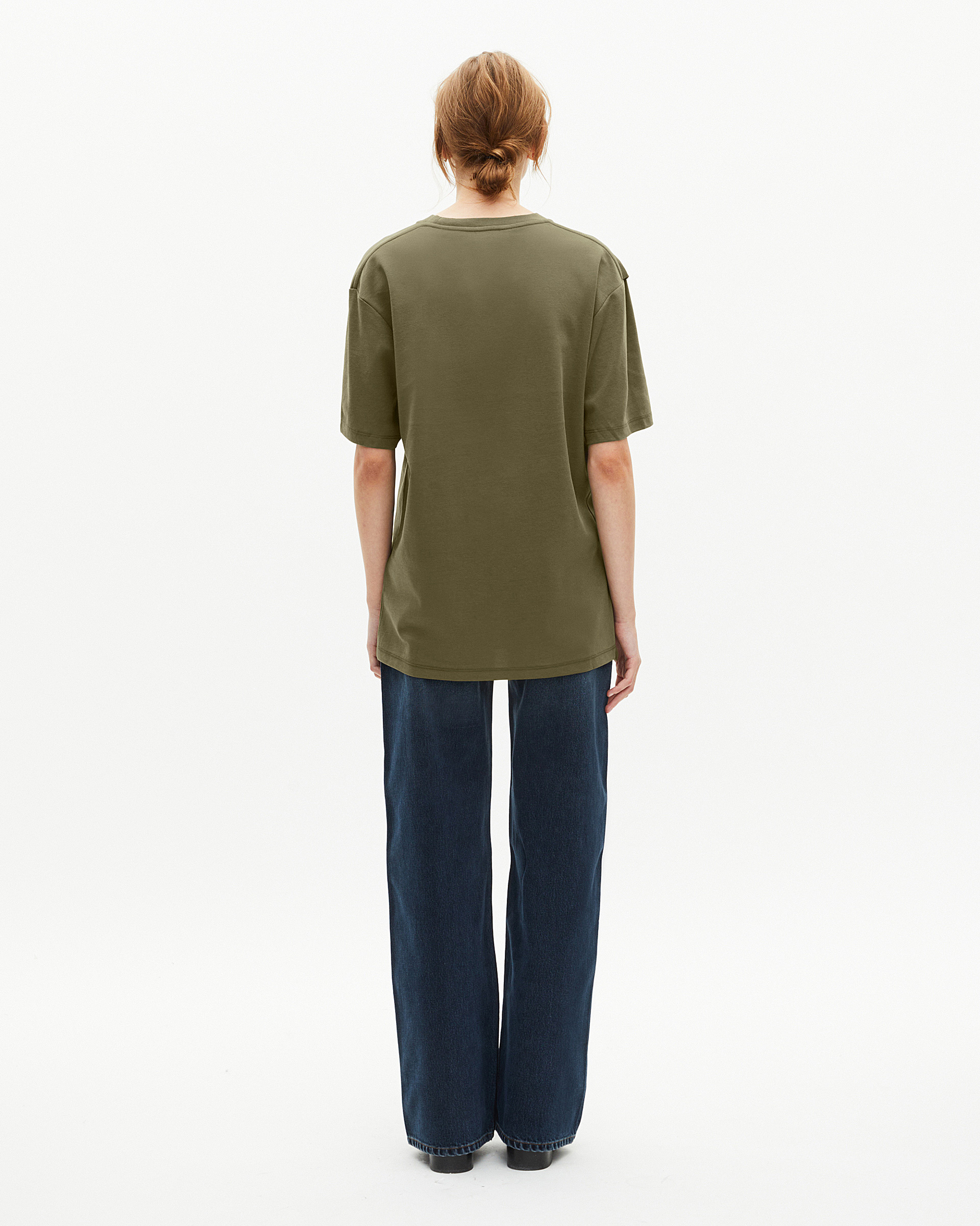 Mixed T-shirt, straight, plain khaki