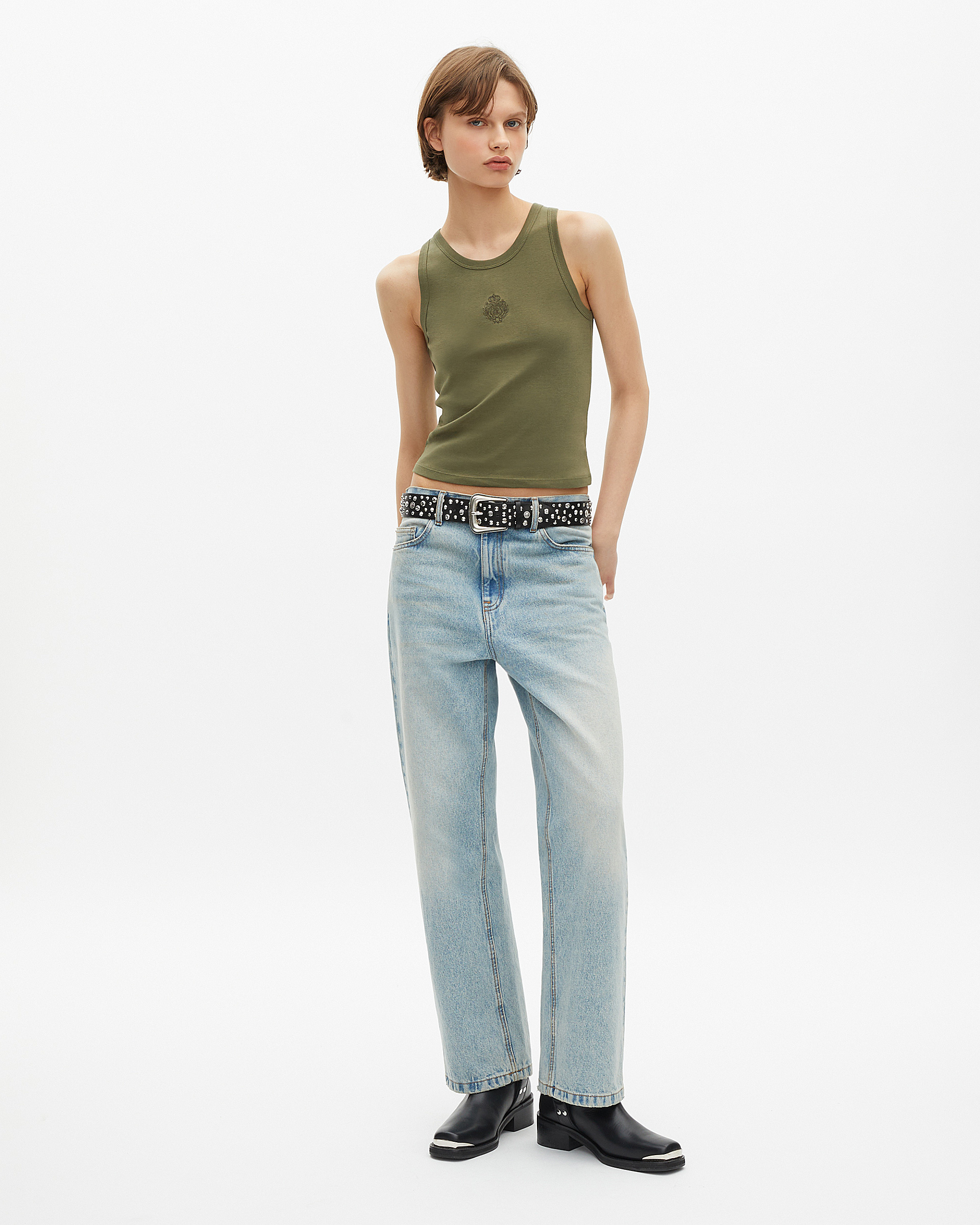 Tank top with khaki crest