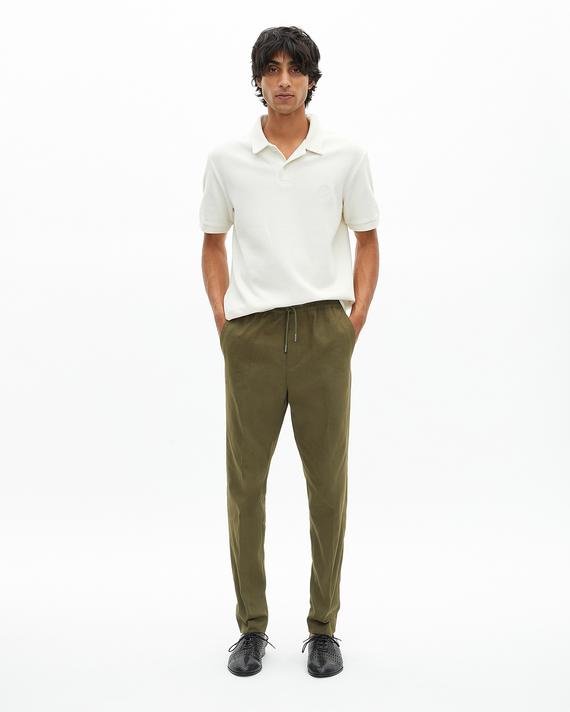 Straight khaki cotton pants