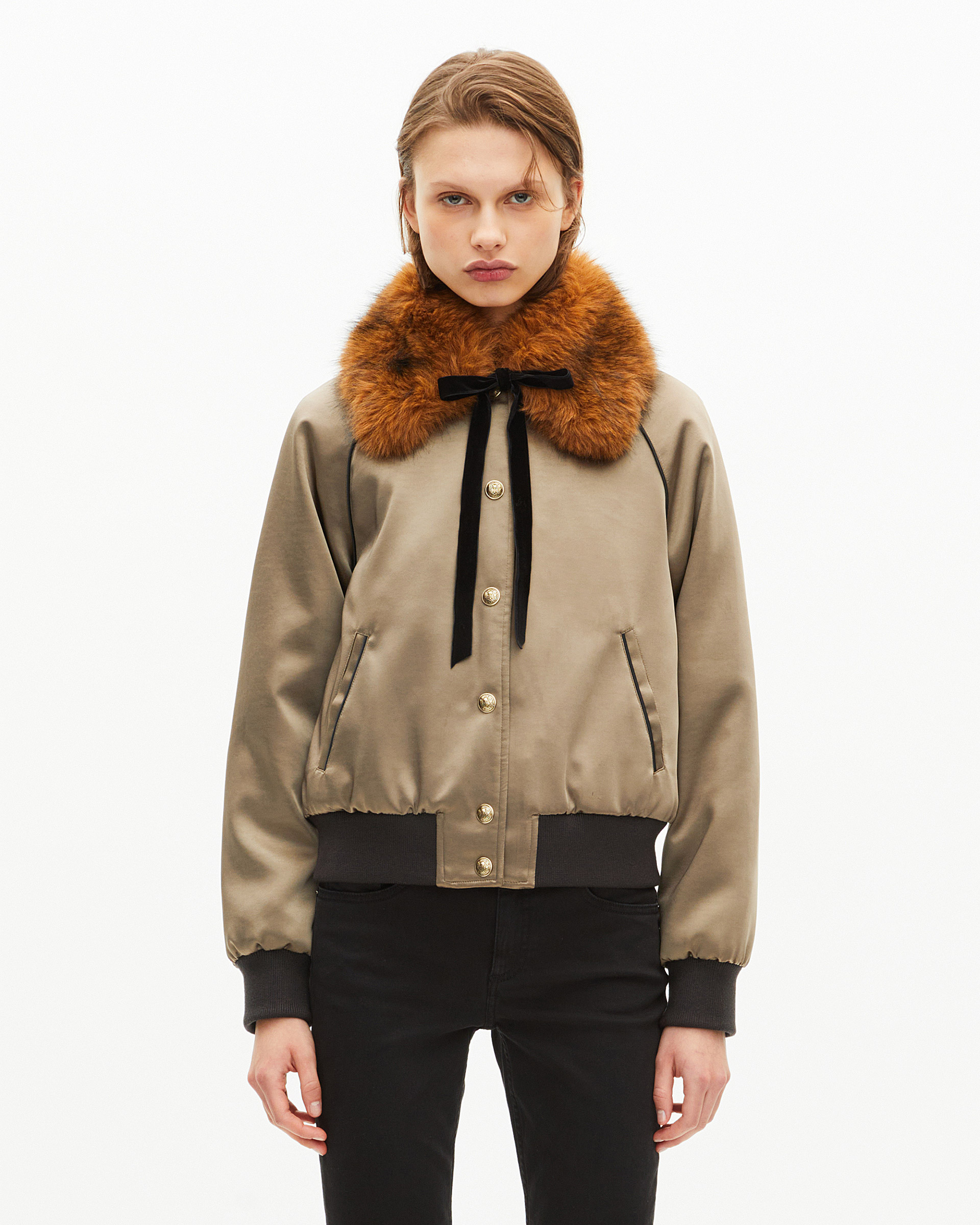 Khaki satin jacket
