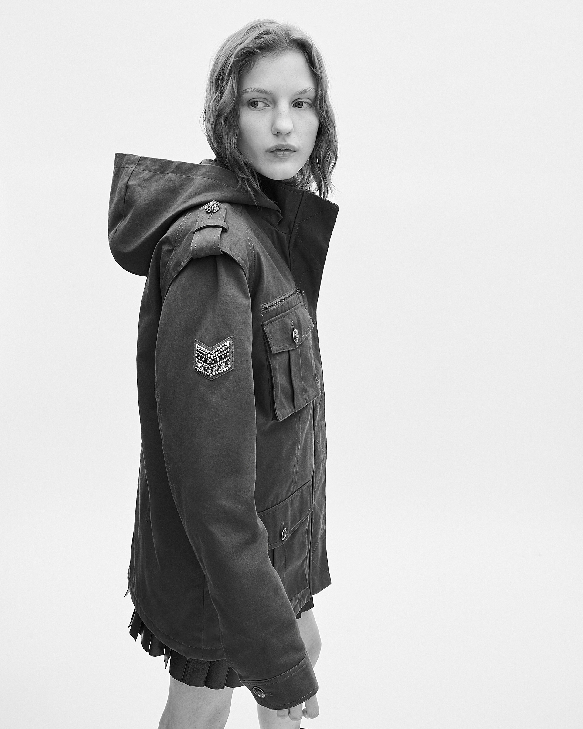 Khaki hooded parka