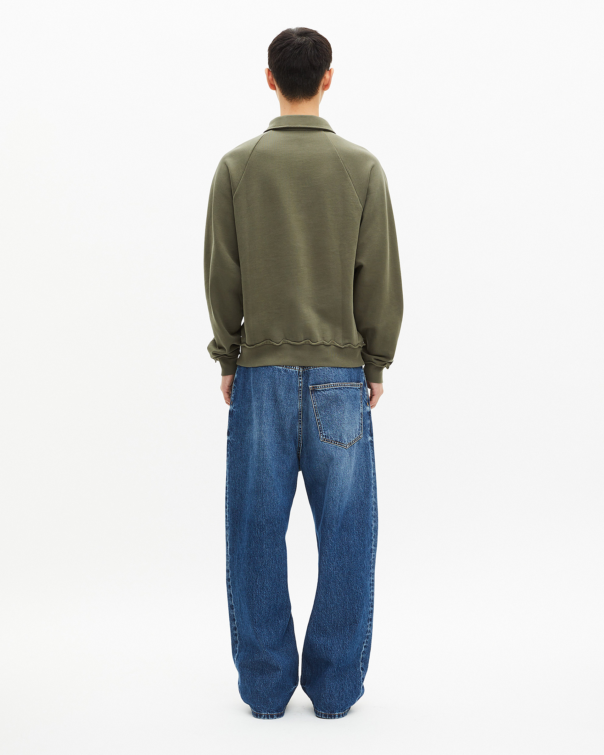 Khaki polo-neck sweatshirt