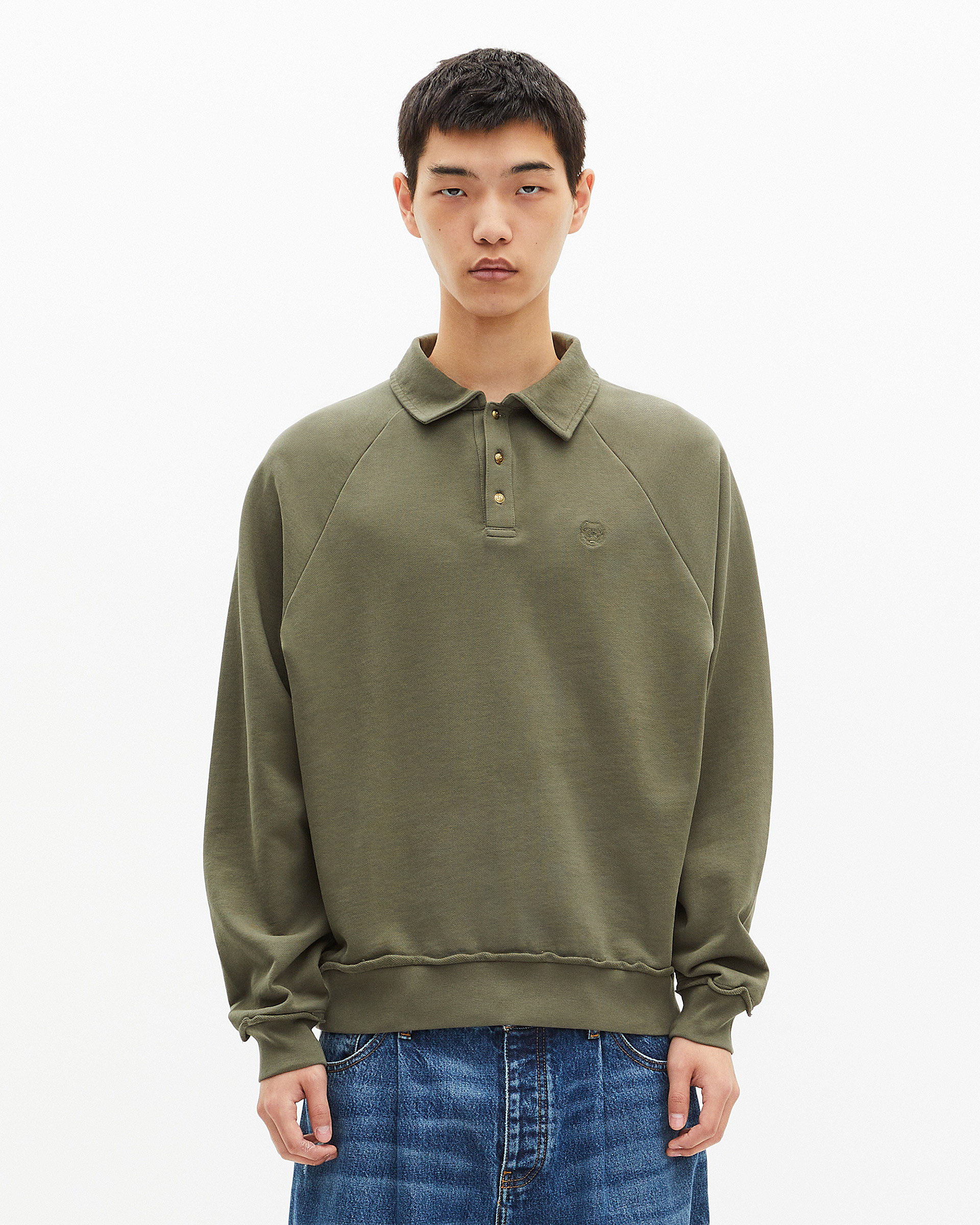 Khaki polo-neck sweatshirt