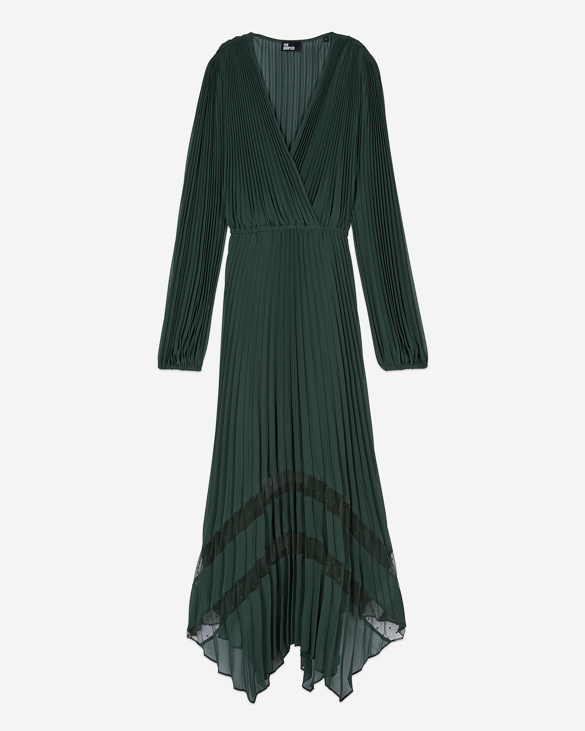 Green pleated long dress
