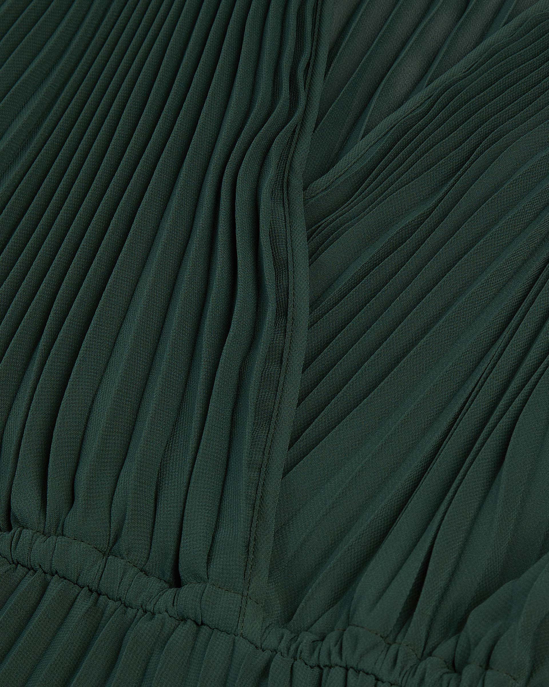 Green pleated long dress