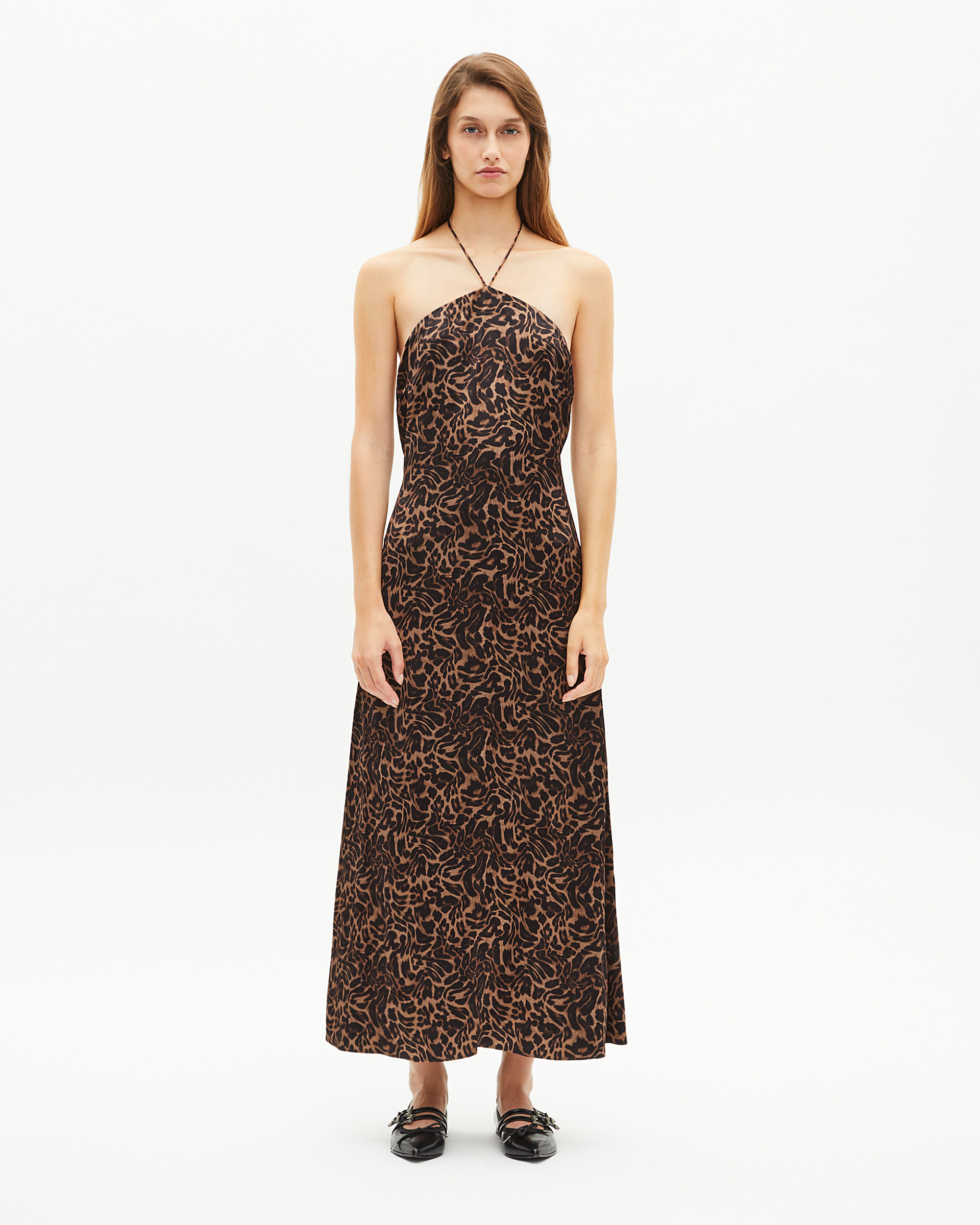 Leopard print sleeveless maxi dress