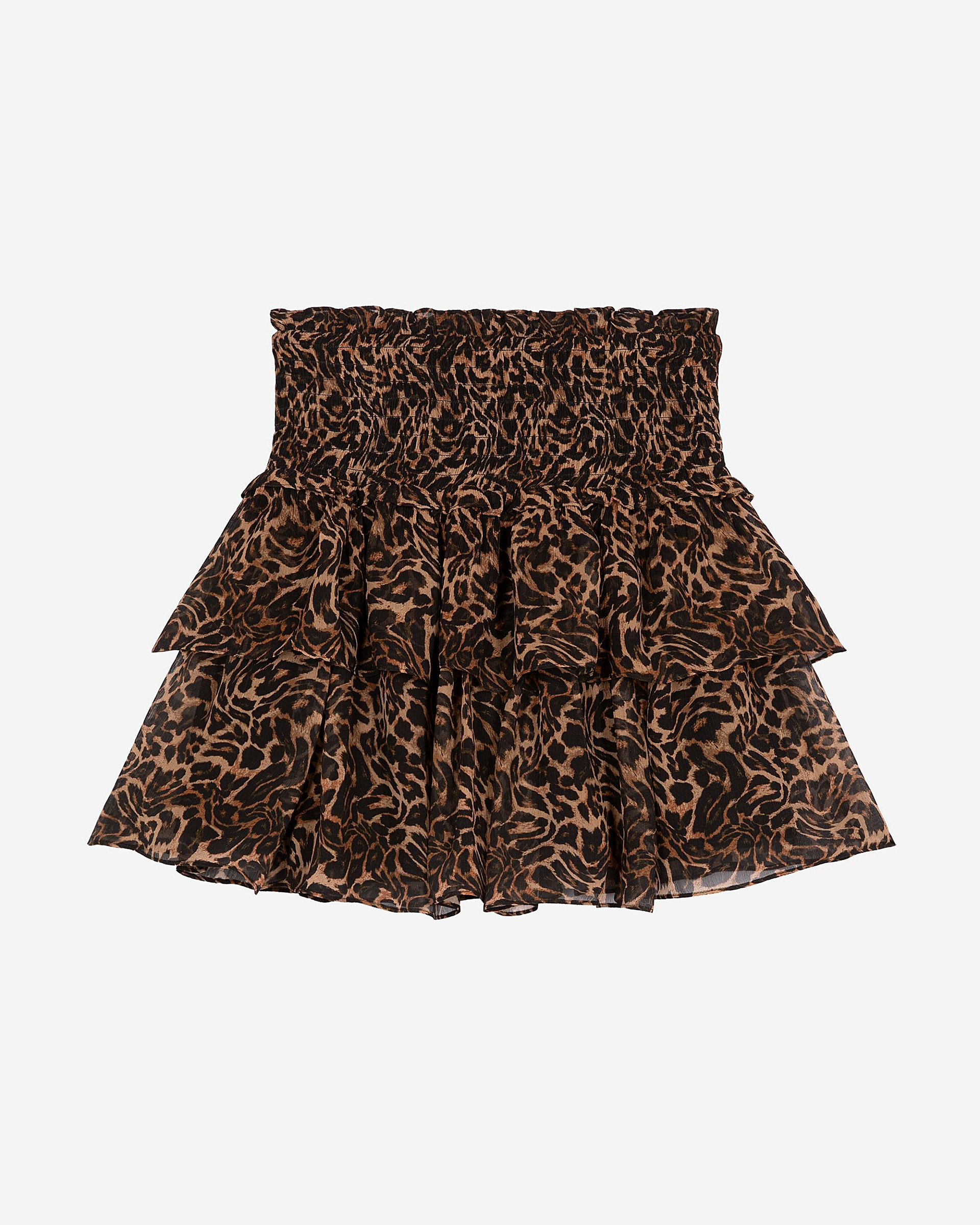 Short skirt with leopard print ruffles