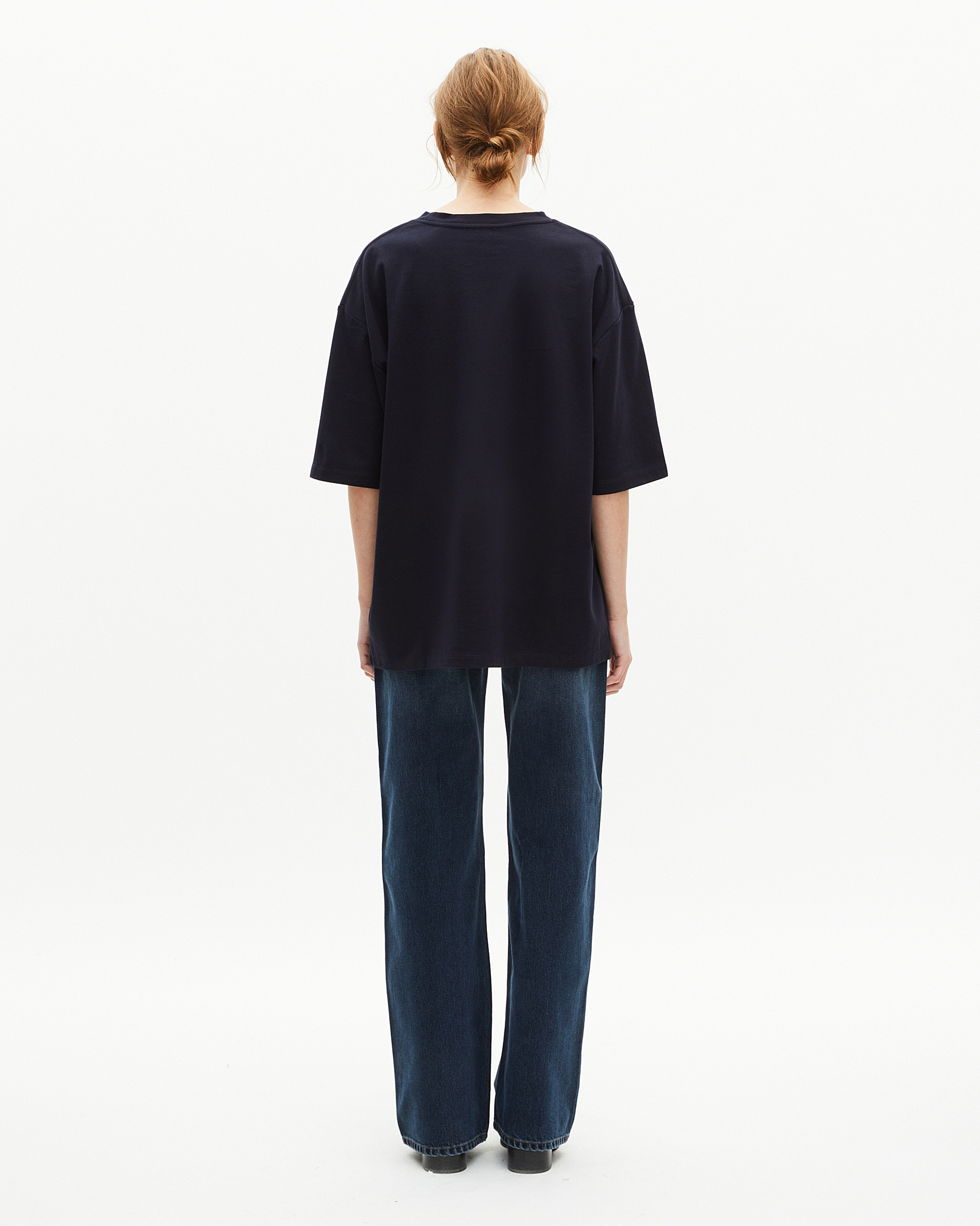 Mixed large plain navy blue T-shirt