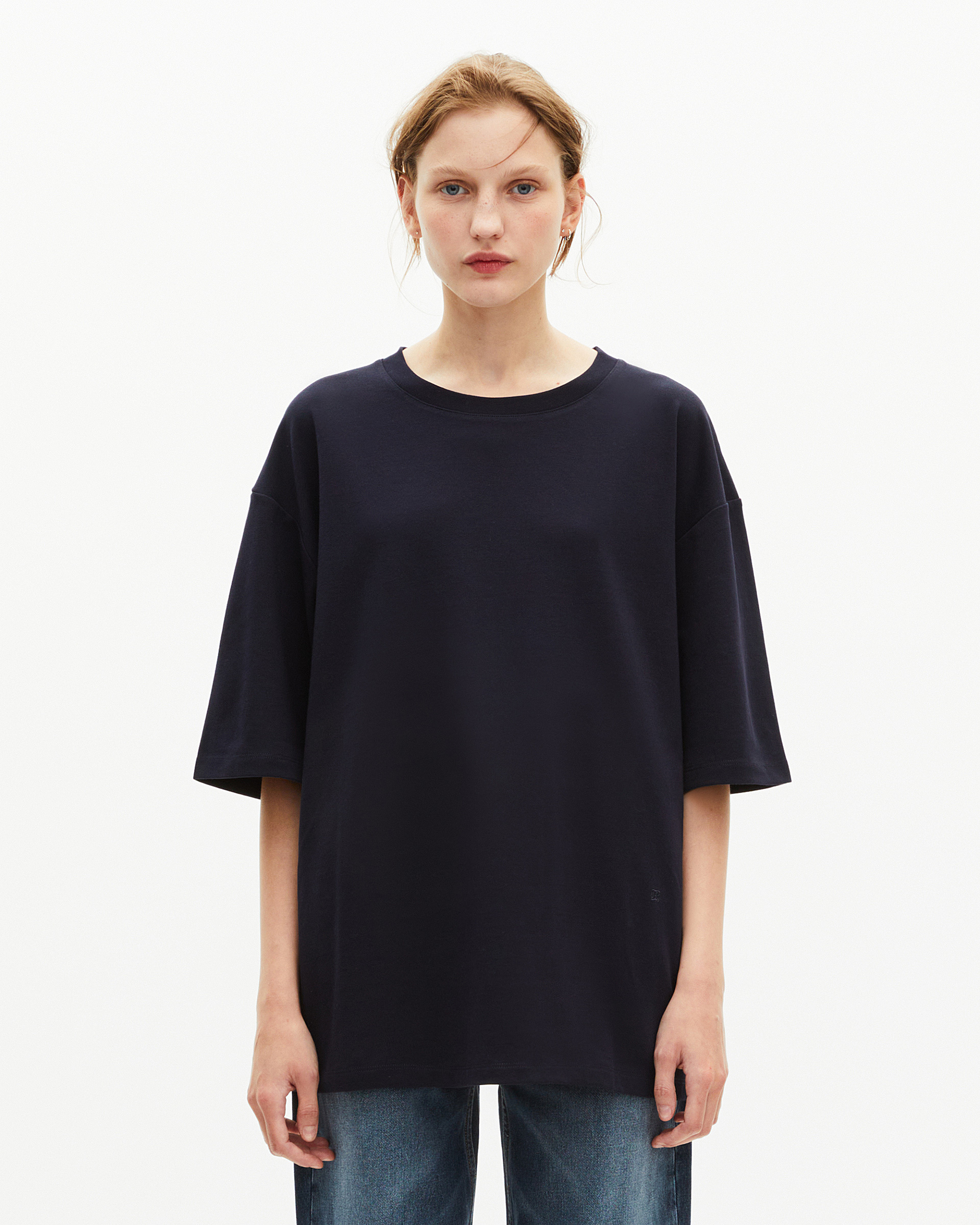 Mixed large plain navy blue T-shirt