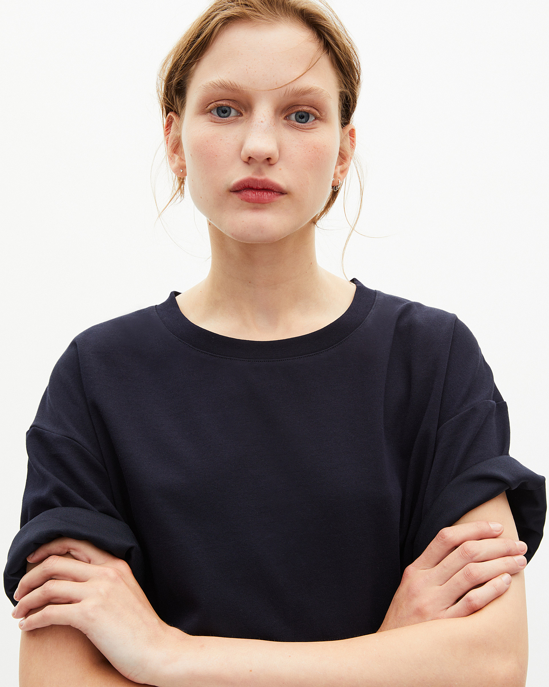 Mixed large plain navy blue T-shirt