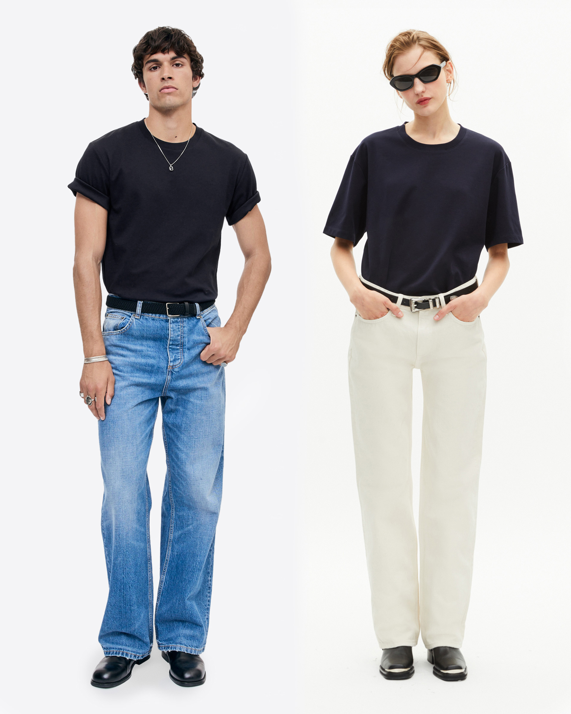 Mixed plain T-shirt navy blue