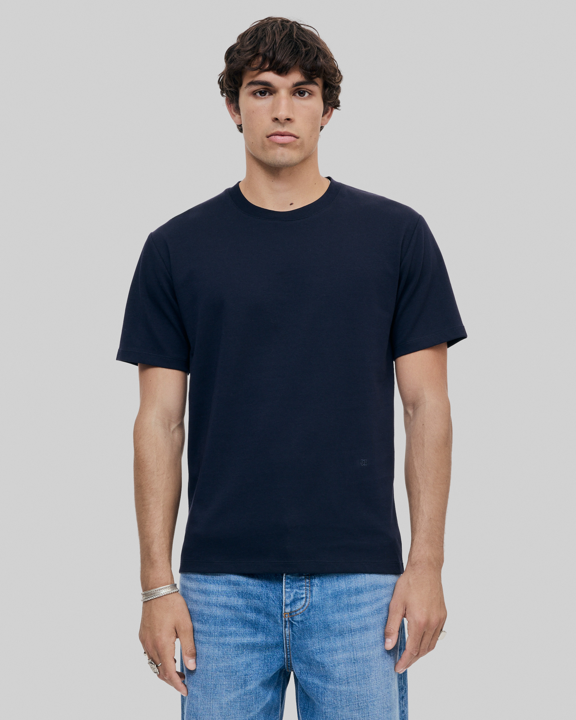 Mixed plain T-shirt navy blue