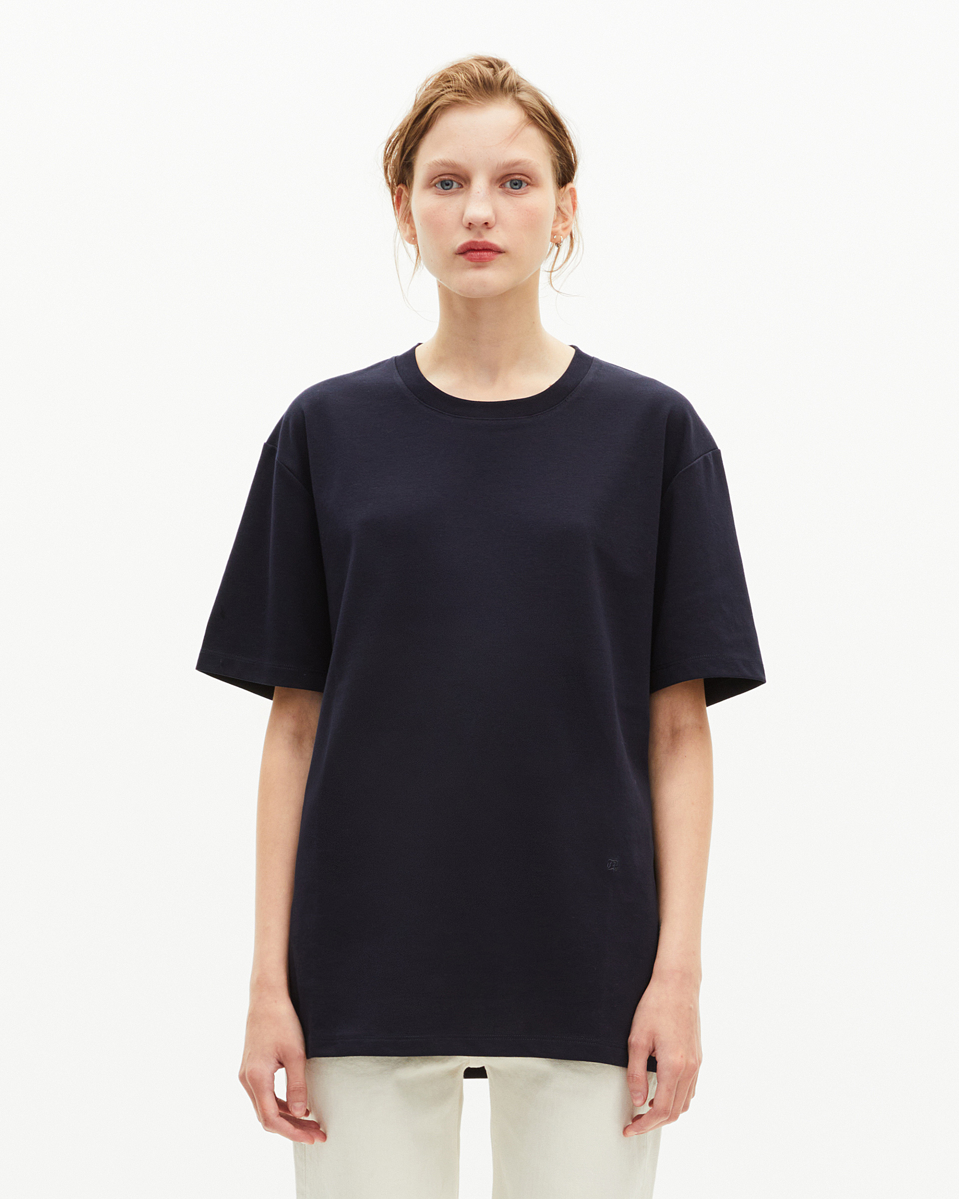 Mixed plain T-shirt navy blue