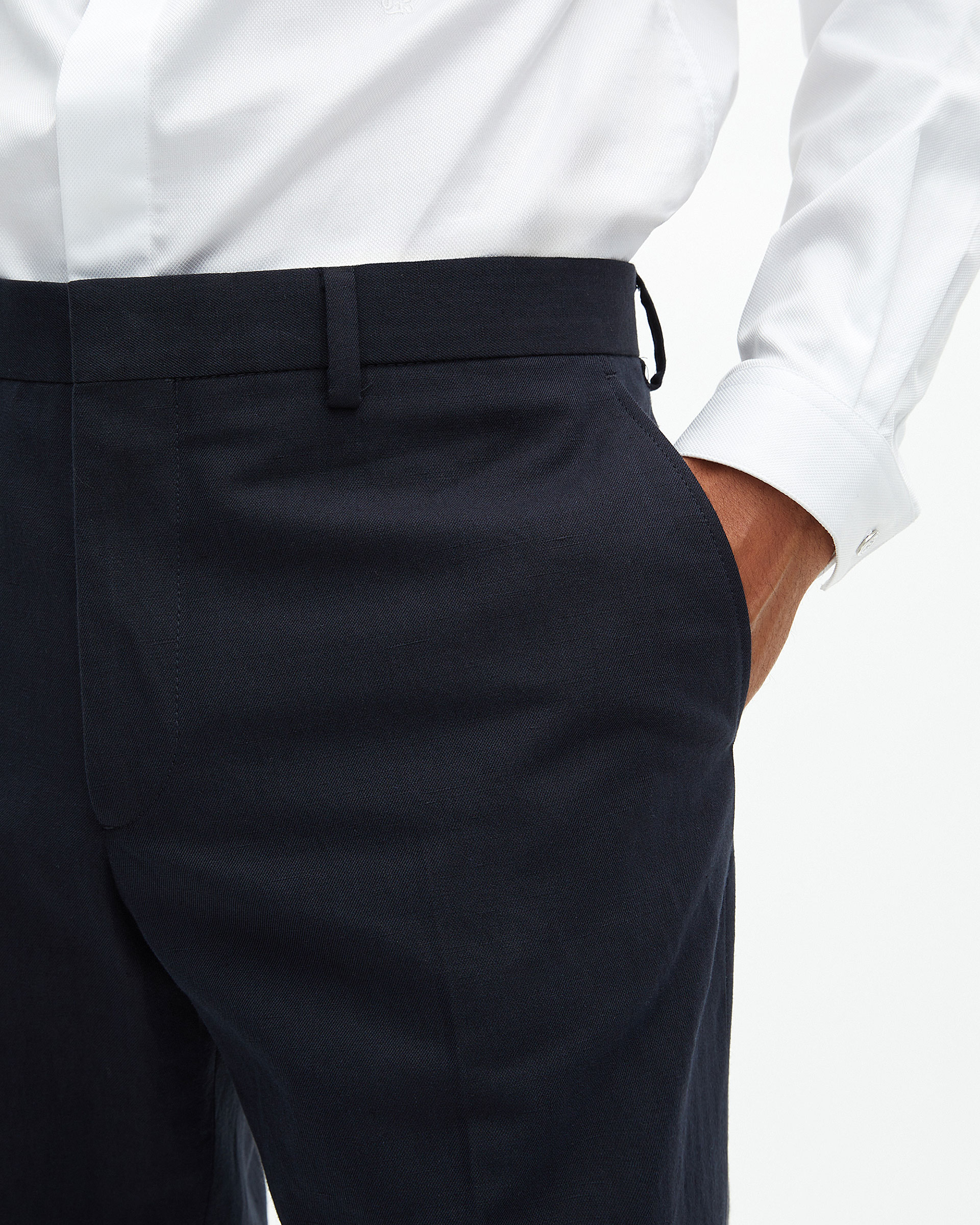 Navy blue straight suit pants