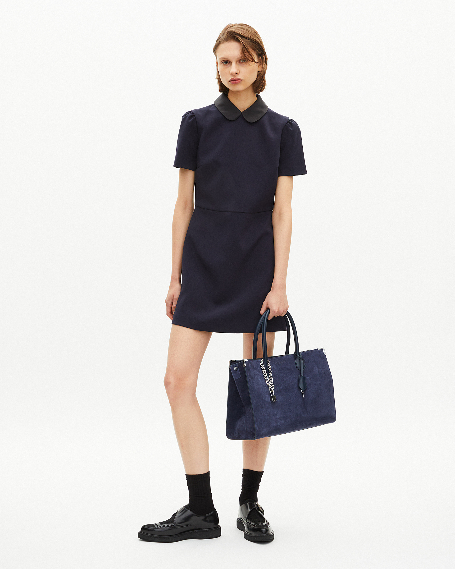 Ming L tote bag in navy suede