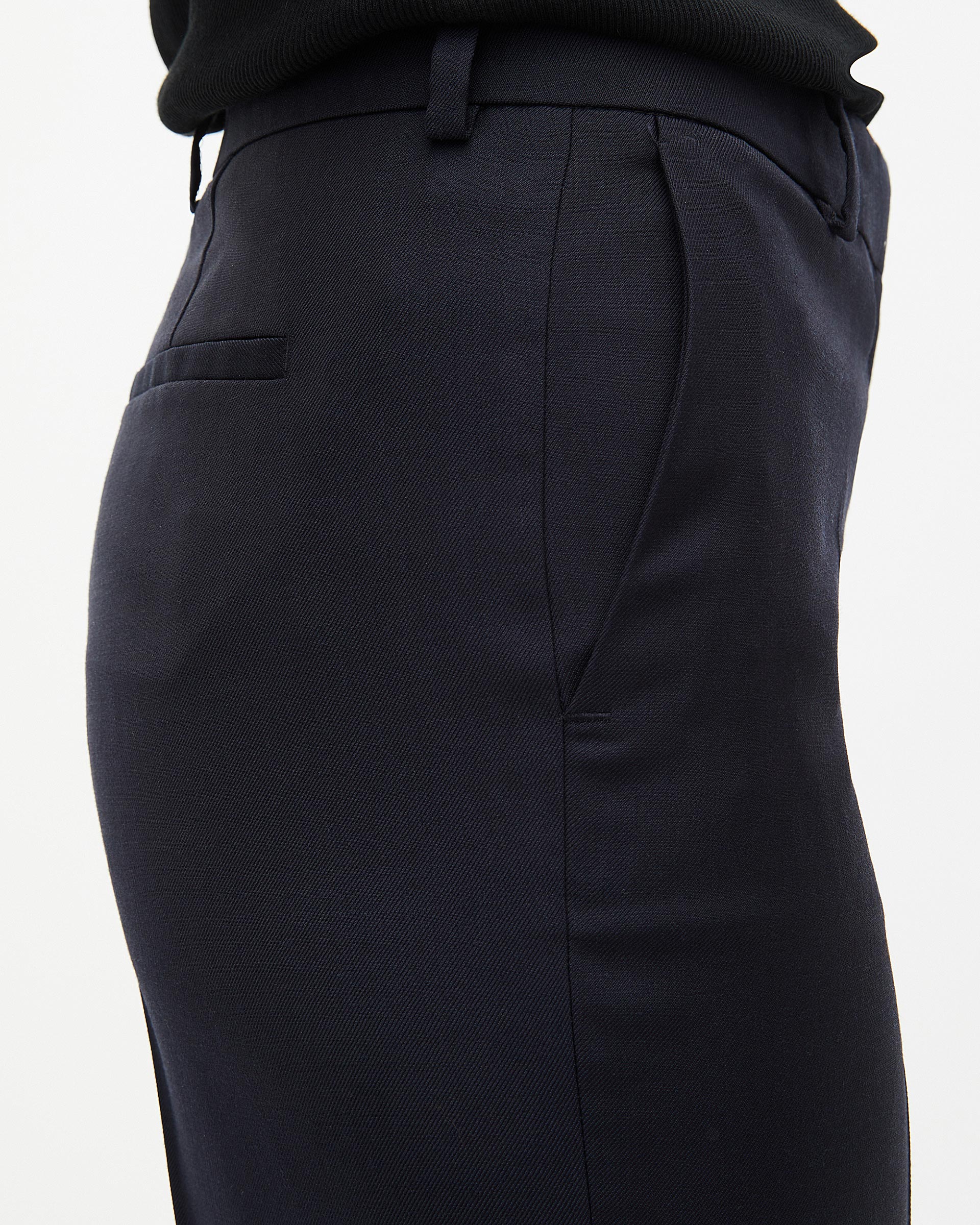 Navy blue slim-fit wool tailored trousers