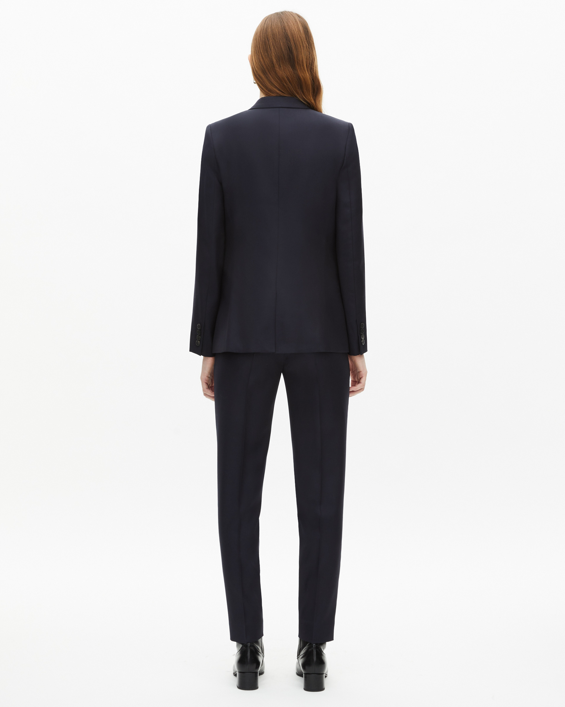 Slim-fit wool suit jacket in navy blue