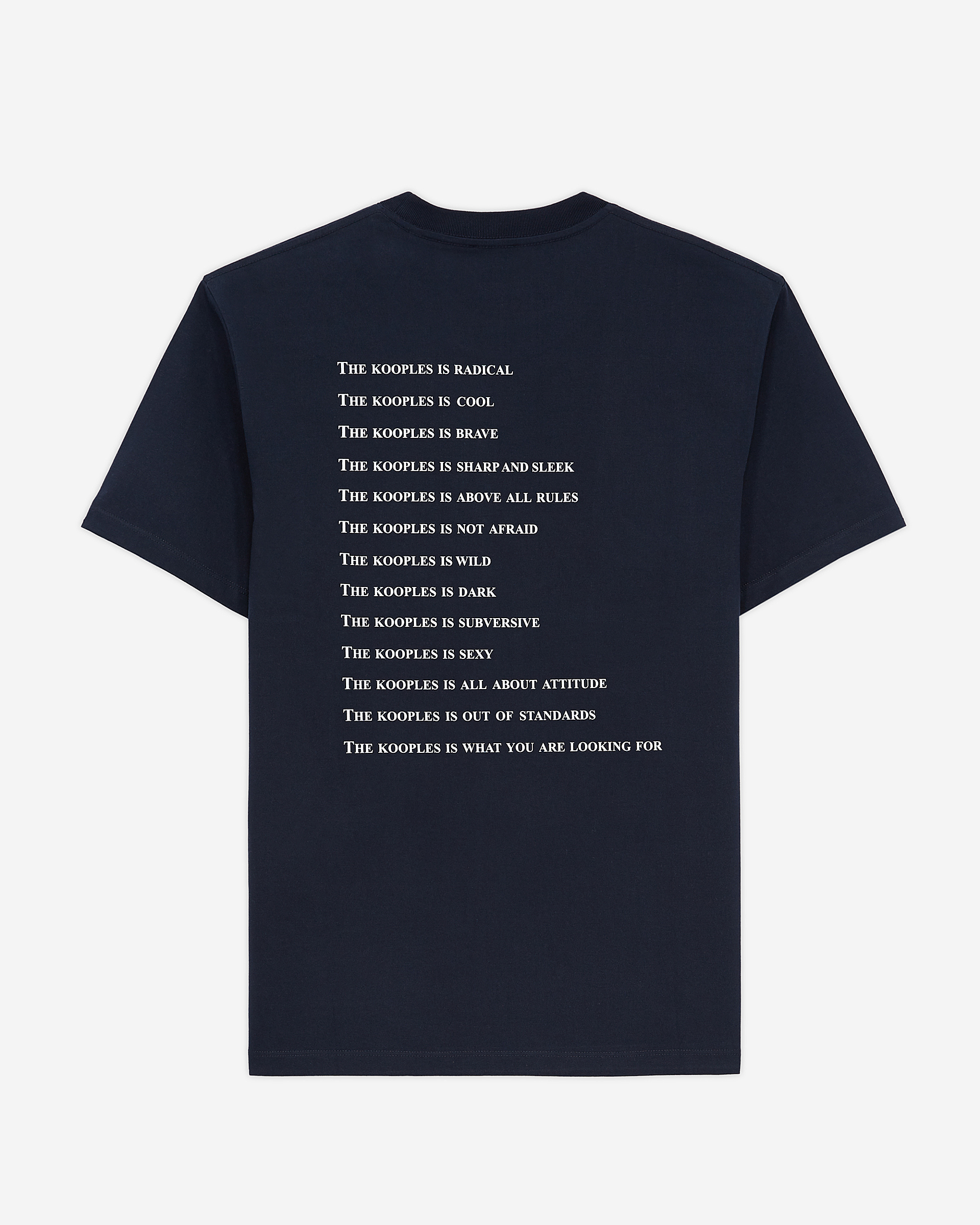 What is blue t-shirt