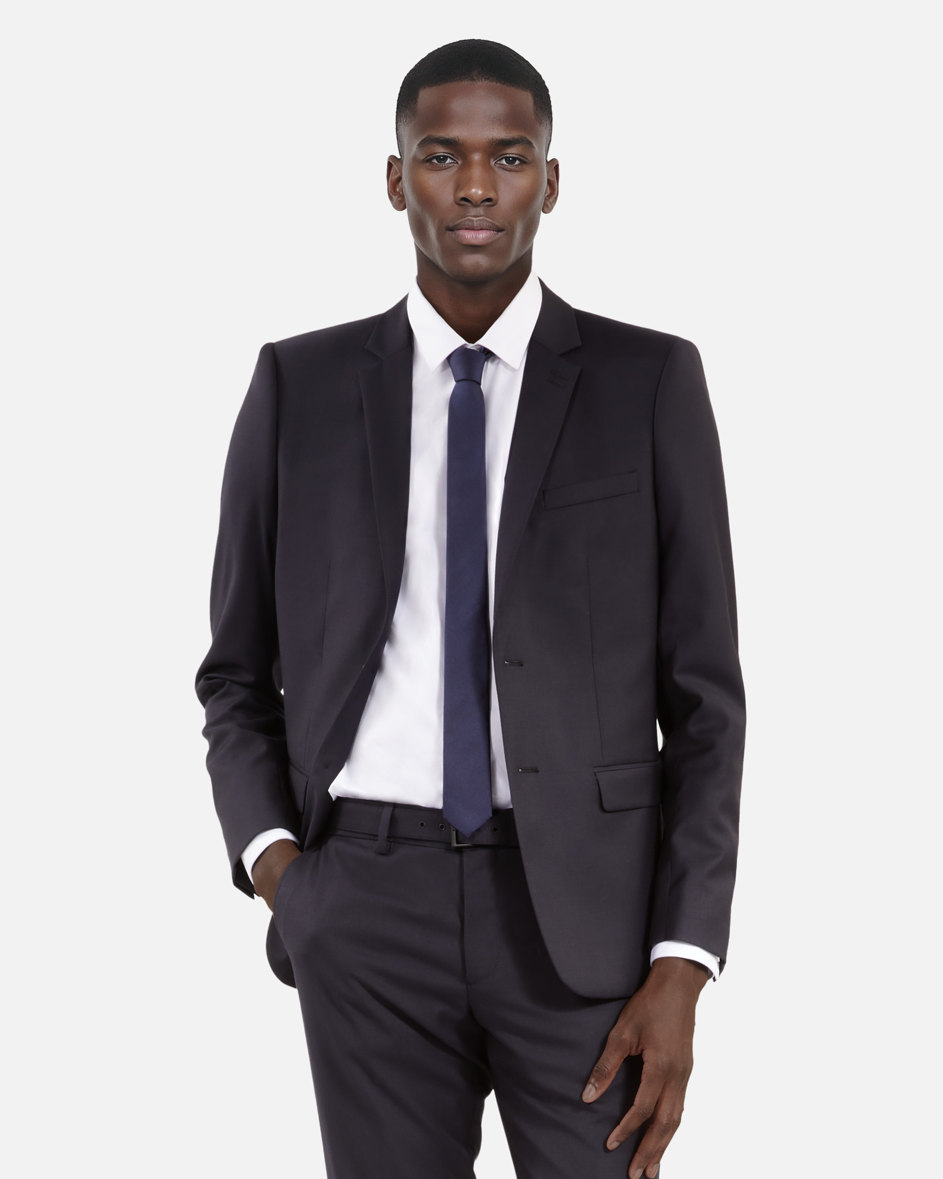 Navy blue silk tie
