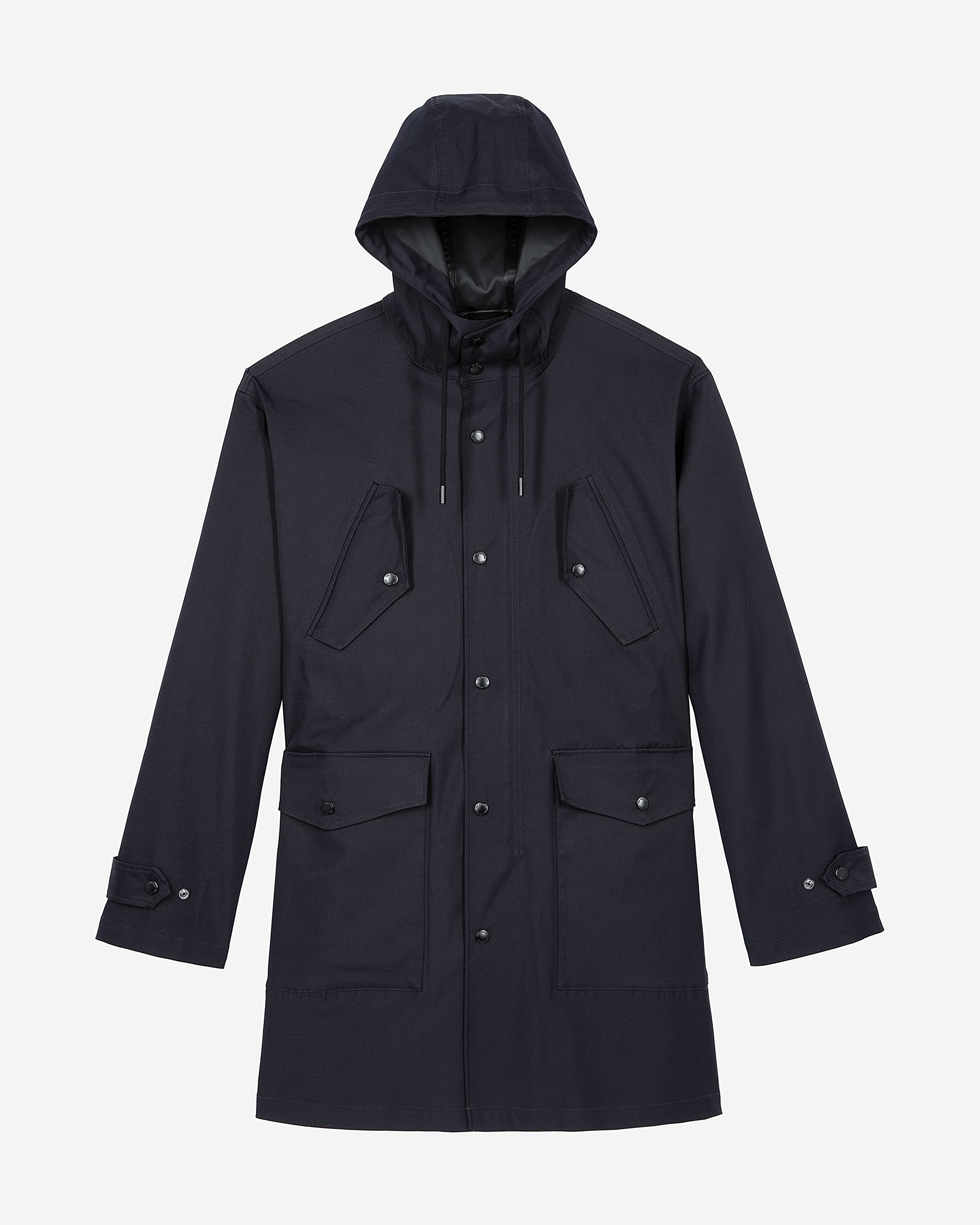 Water-repellent parka with navy hood