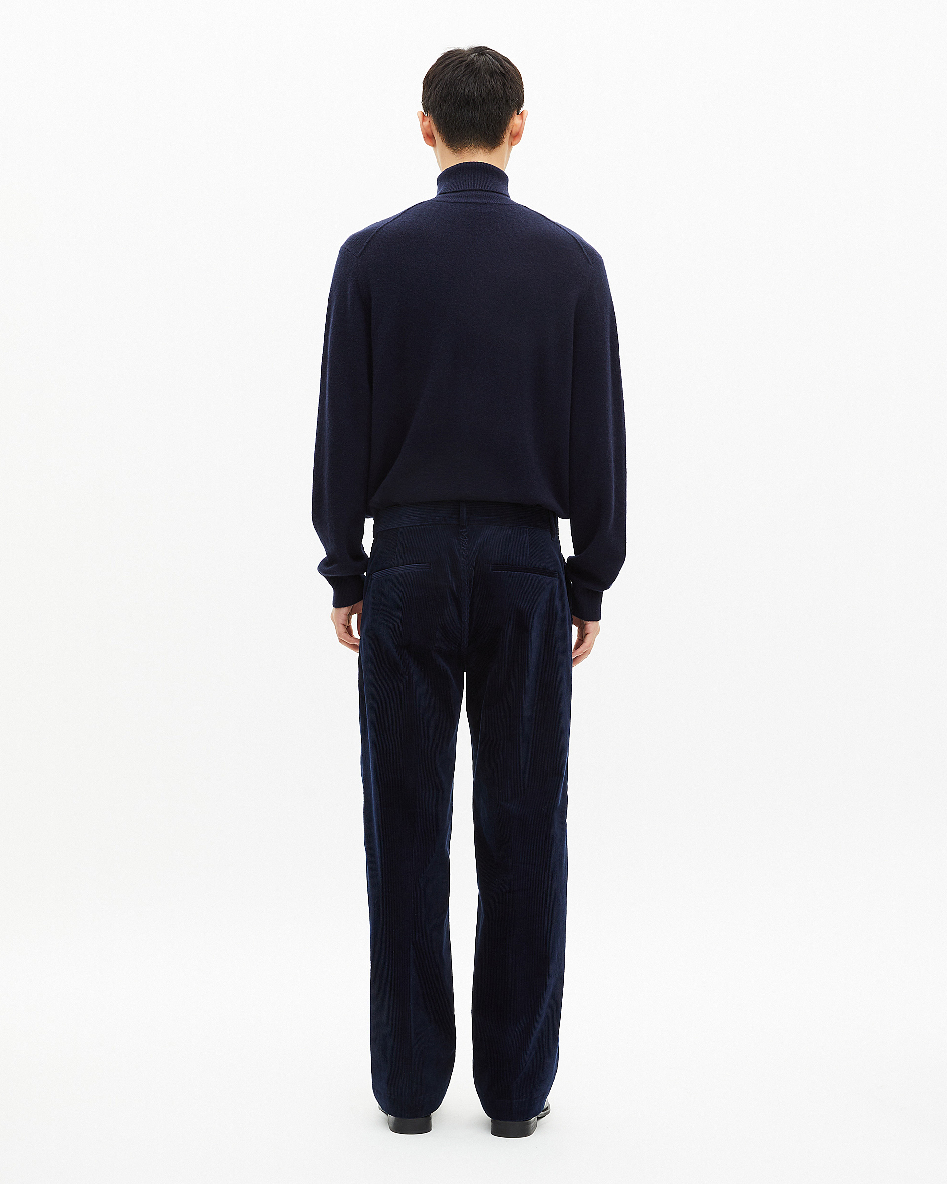 Navy corduroy wide-leg pants