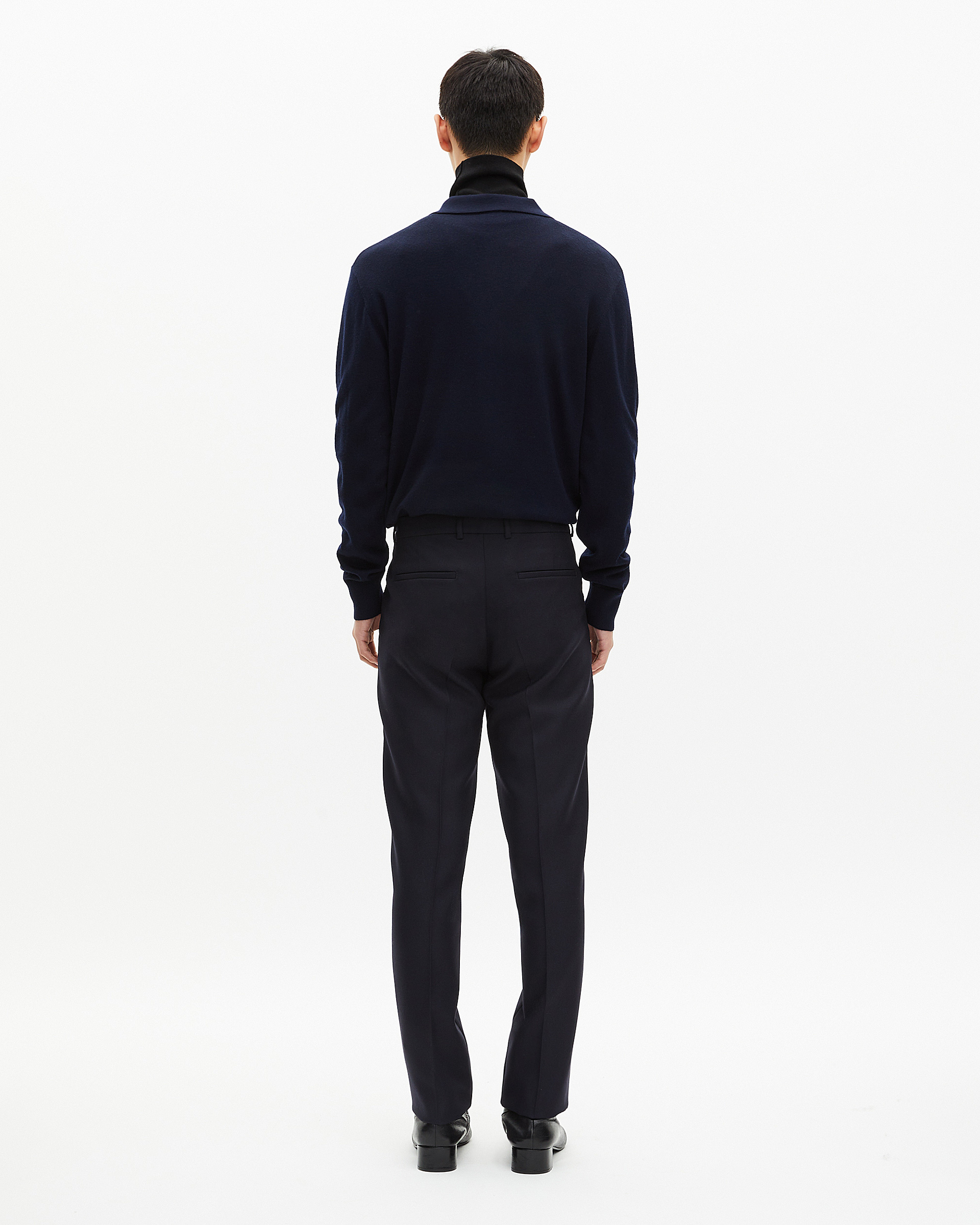 Navy straight-leg pants