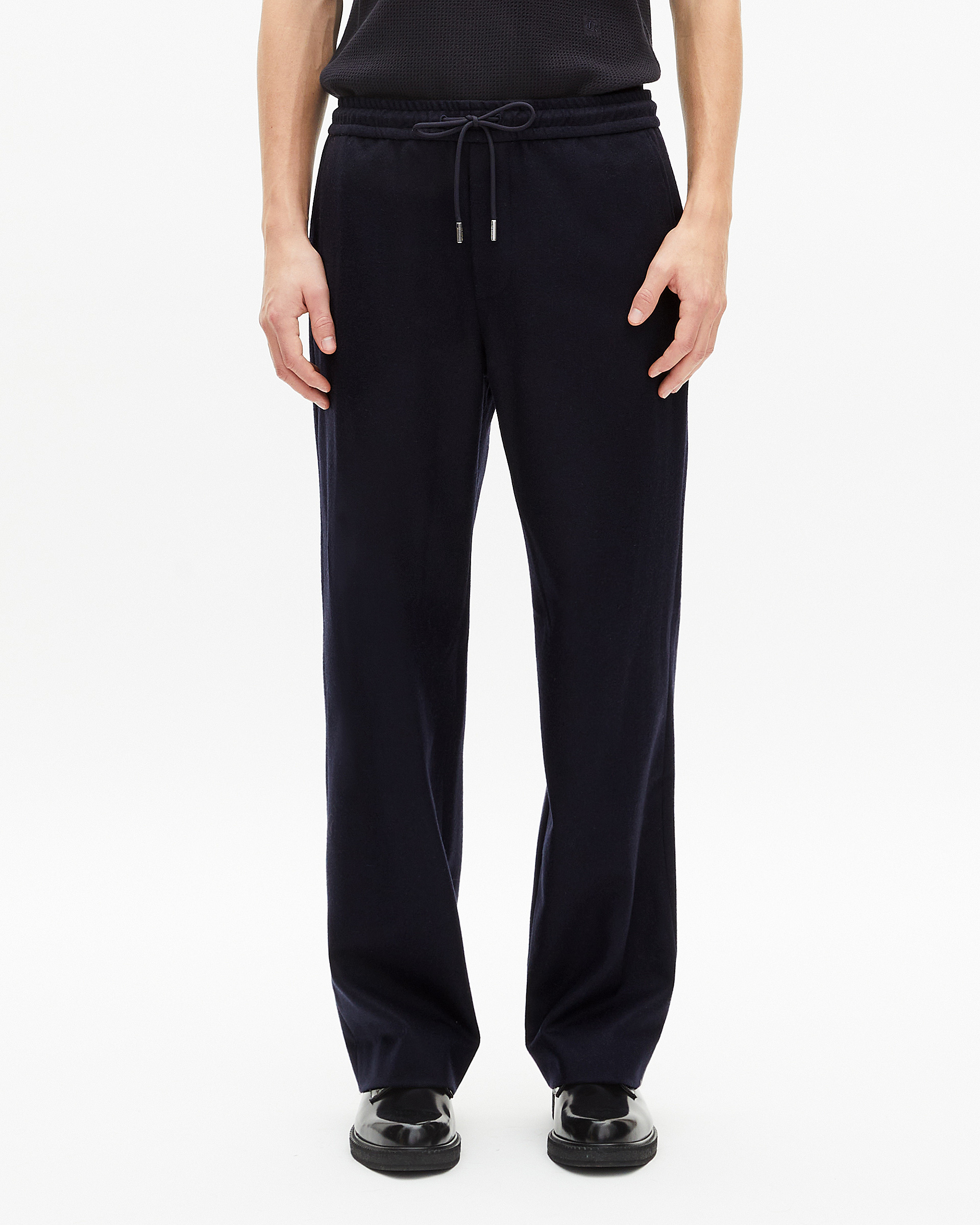 Wide-leg trousers in navy wool