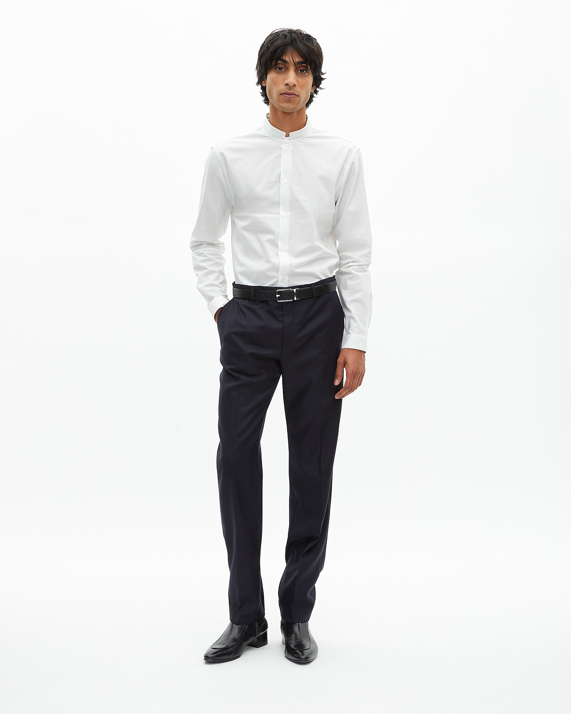 Slim-fit suit pants in navy wool