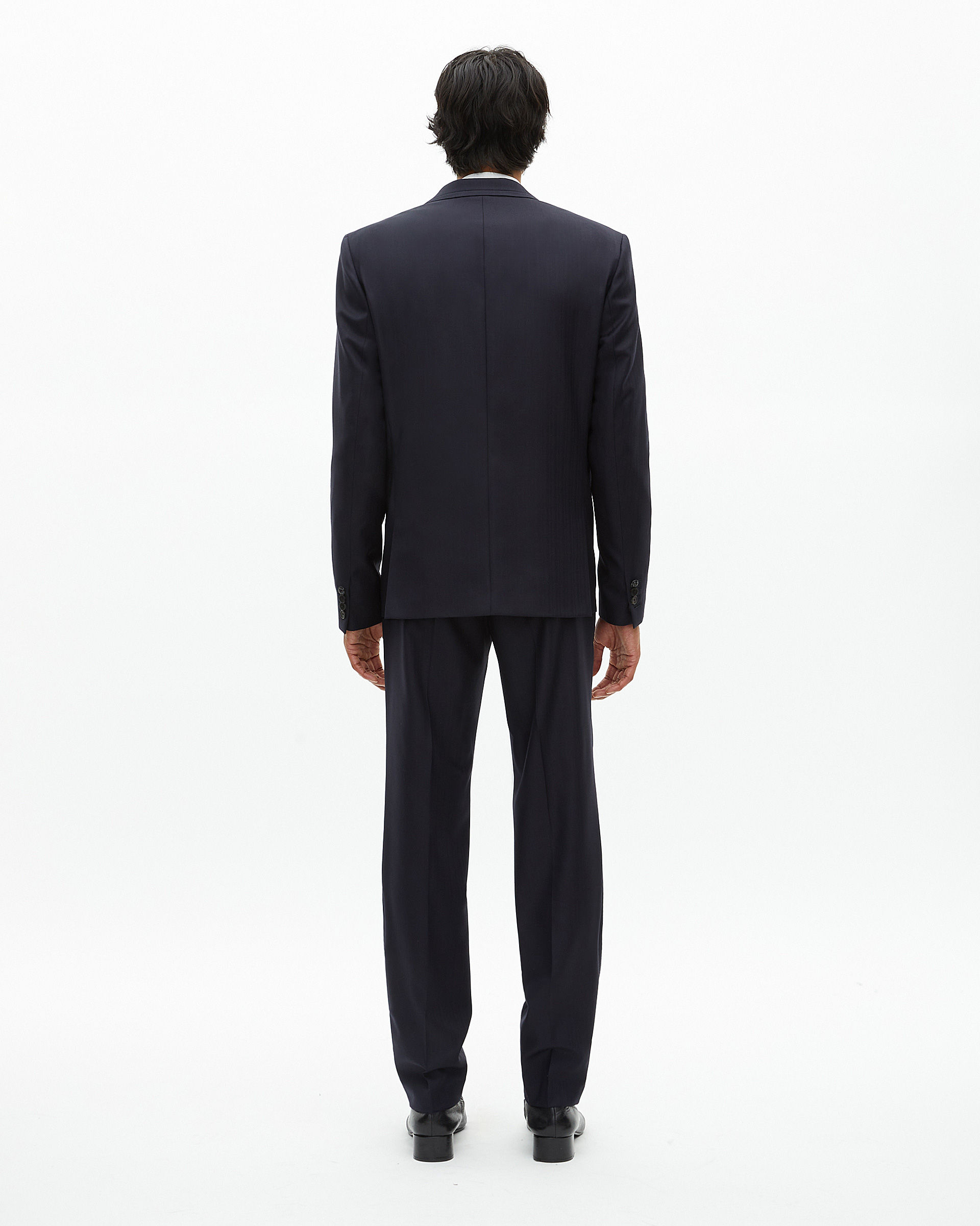Navy blue wool suit jacket