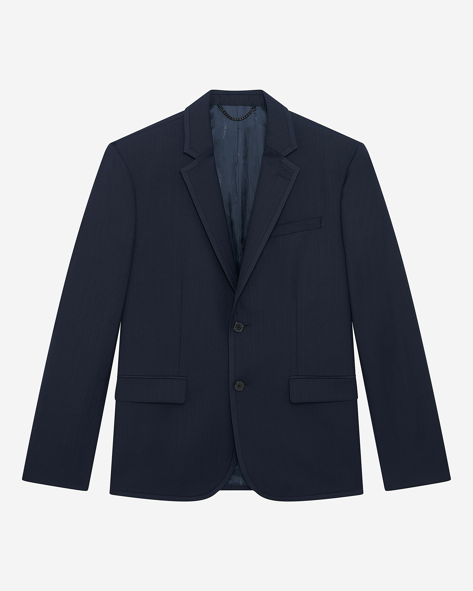 Navy blue wool suit jacket