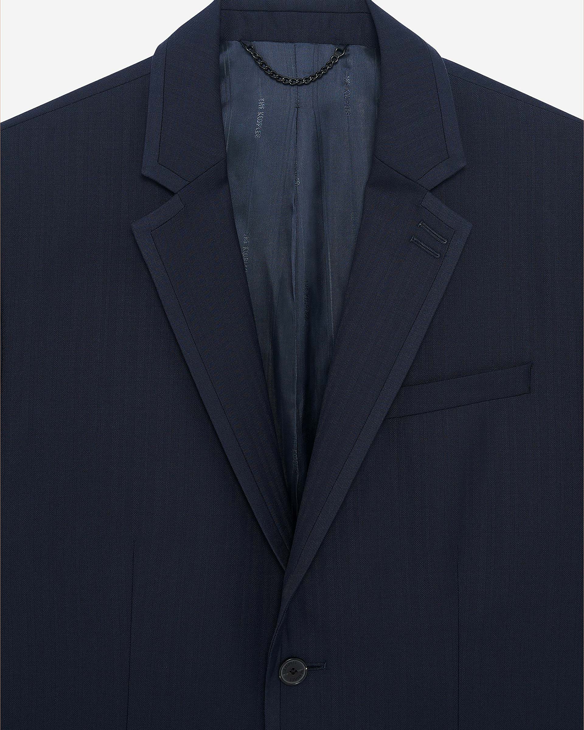 Navy blue wool suit jacket