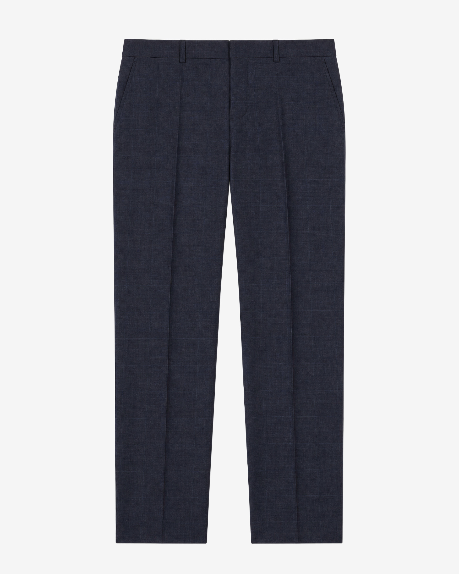 Fitted blue wool suit pants