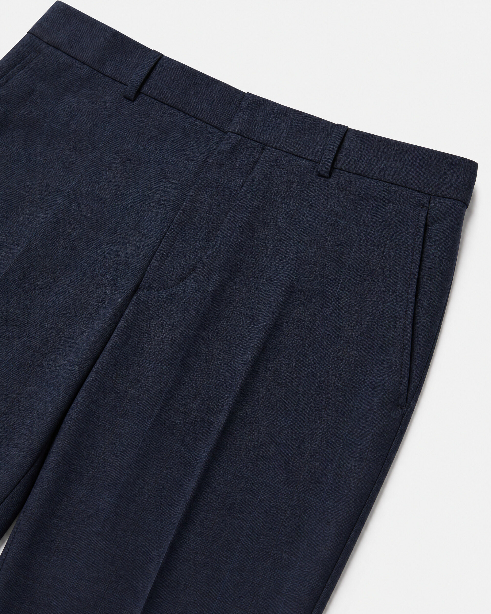 Fitted blue wool suit pants