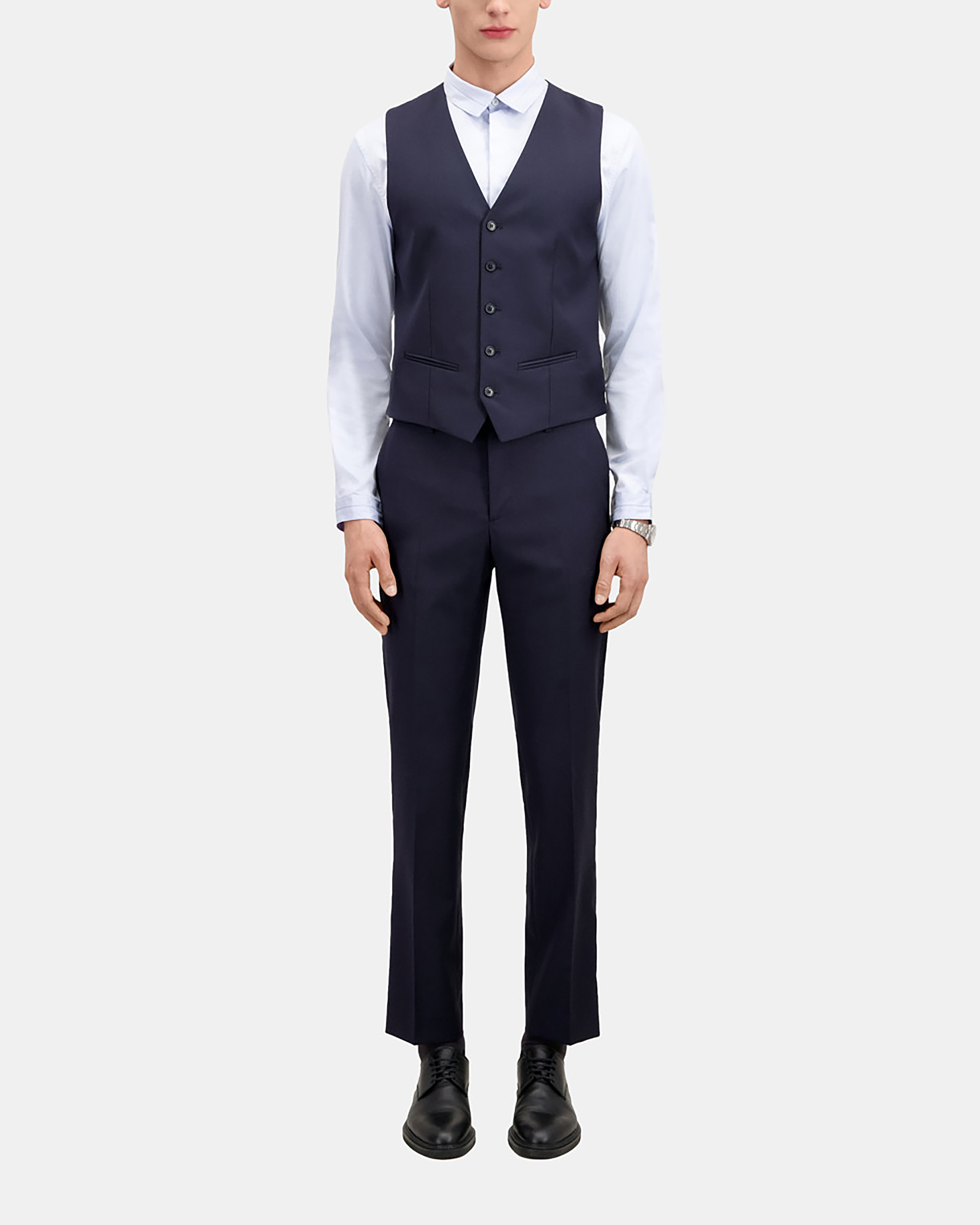 Navy blue wool suit vest